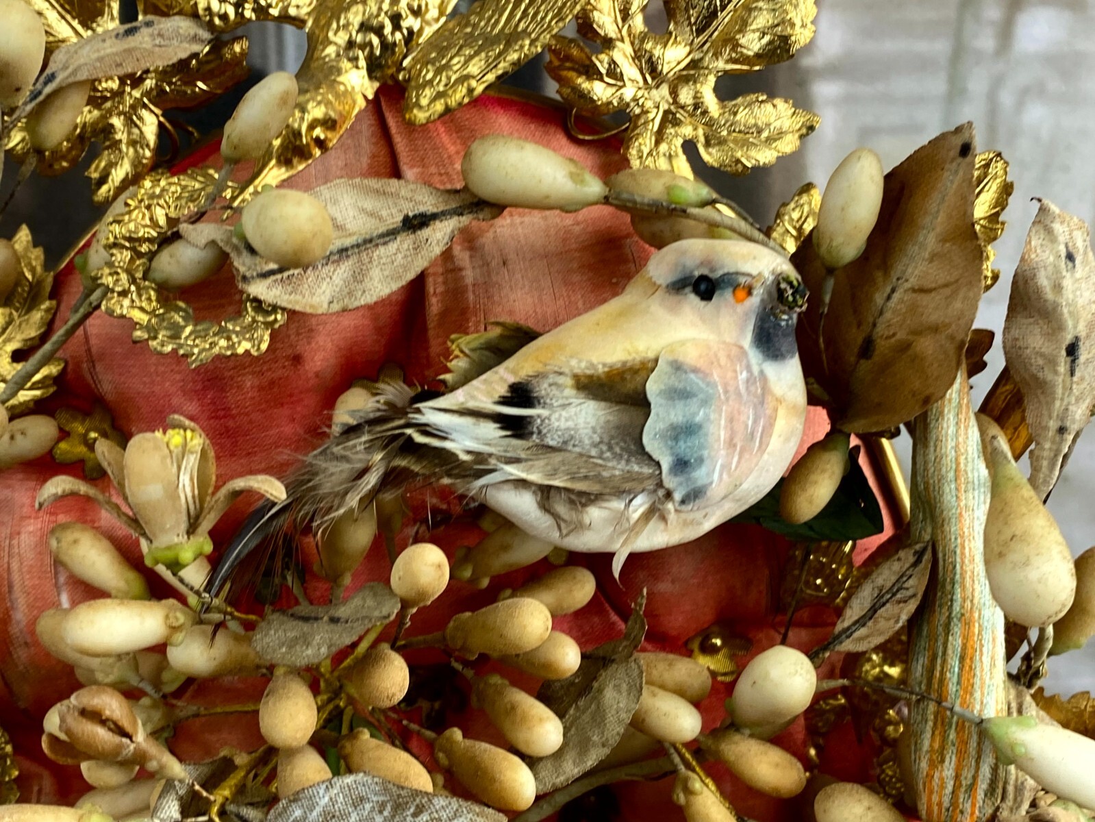 GLOBE DE MARIEE HOCHZEIT ANDENKEN FRANKREICH NAPOLEON III MAUS BLUMEN VOGEL 43cm – Bild 9