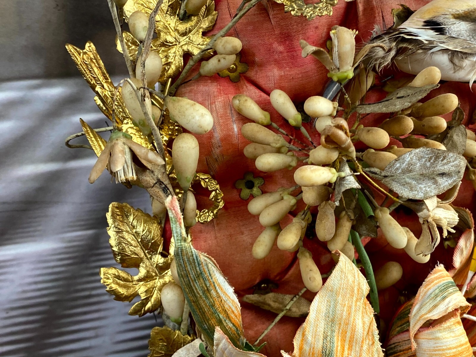 GLOBE DE MARIEE HOCHZEIT ANDENKEN FRANKREICH NAPOLEON III MAUS BLUMEN VOGEL 43cm – Bild 10