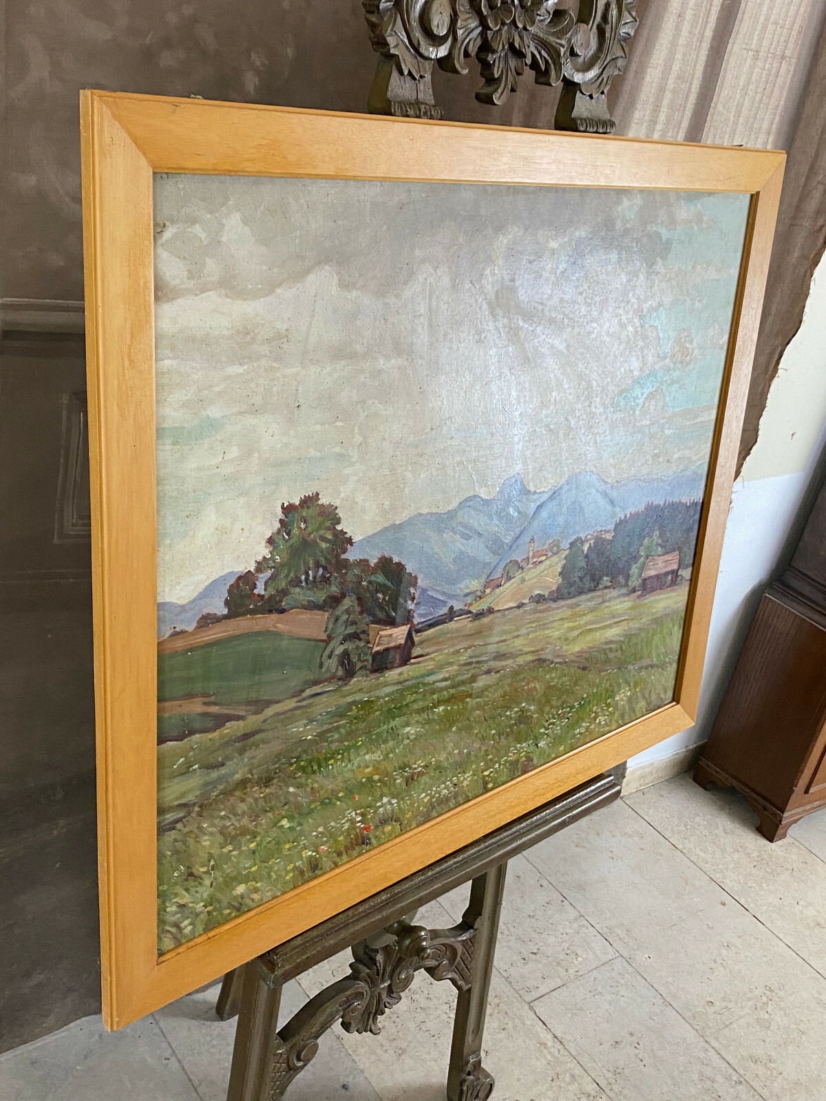 ÖLGEMÄLDE LANDSCHAFT GERAHMT IM NATURHOLZ RAHMEN SIGNIERT RUDL ZUBER 97x82cm – Bild 11