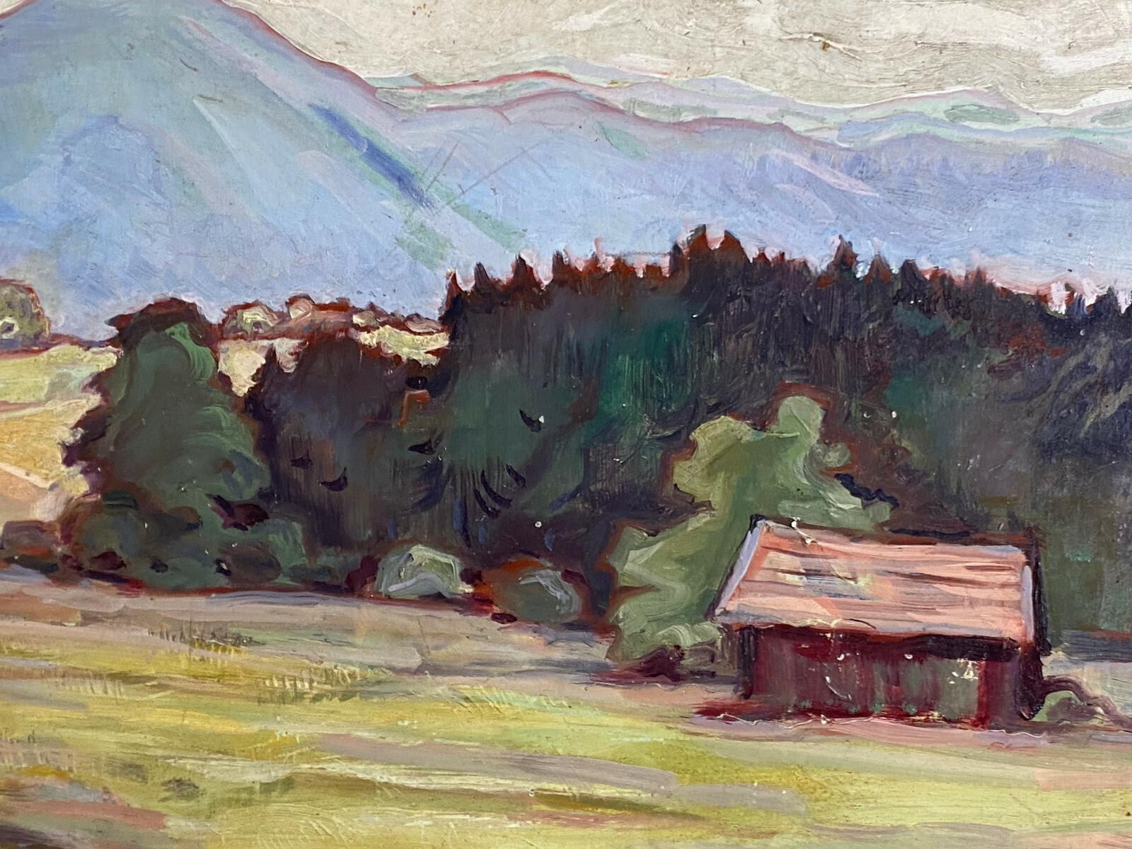 ÖLGEMÄLDE LANDSCHAFT GERAHMT IM NATURHOLZ RAHMEN SIGNIERT RUDL ZUBER 97x82cm – Bild 5