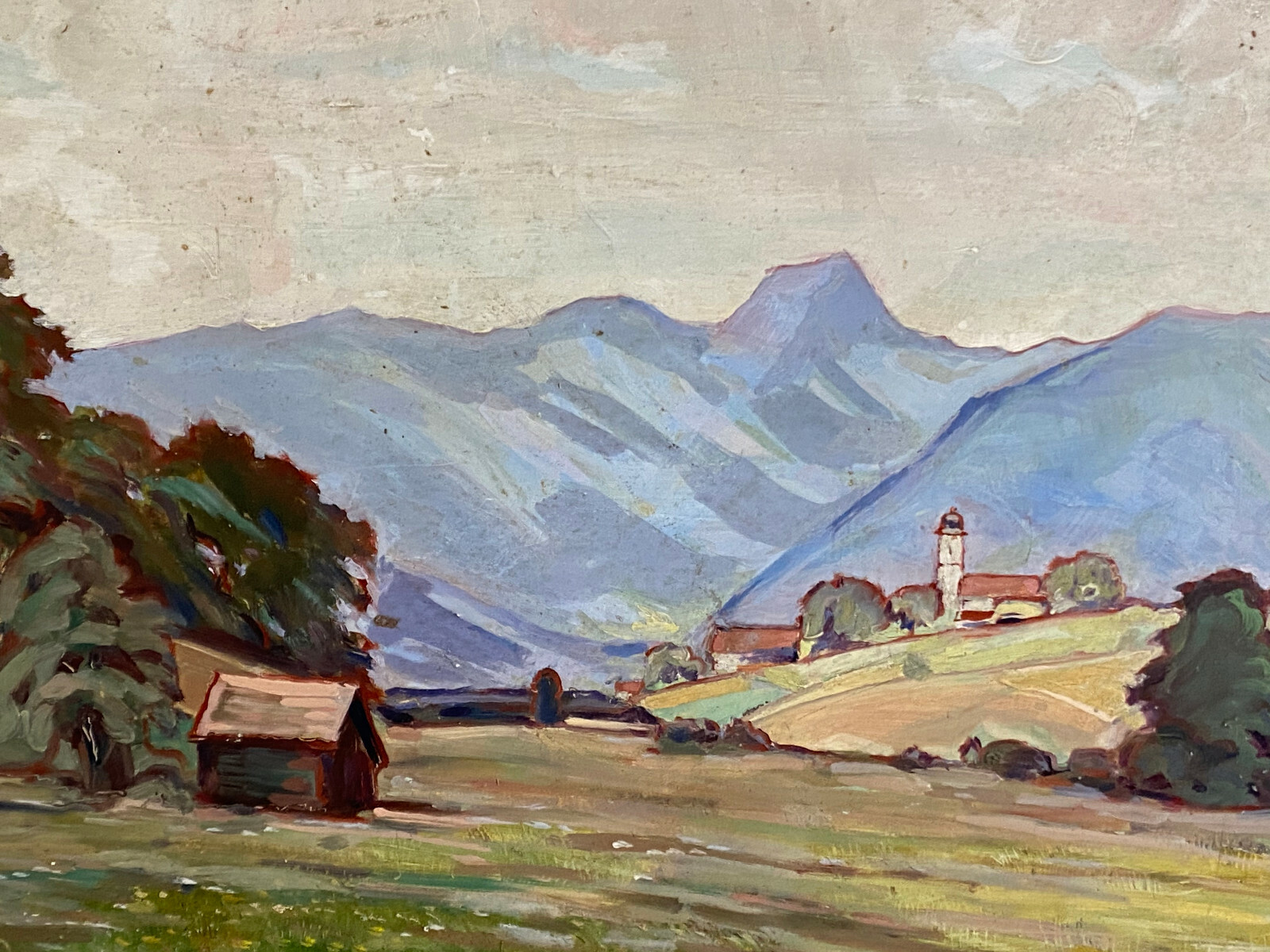 ÖLGEMÄLDE LANDSCHAFT GERAHMT IM NATURHOLZ RAHMEN SIGNIERT RUDL ZUBER 97x82cm – Bild 7