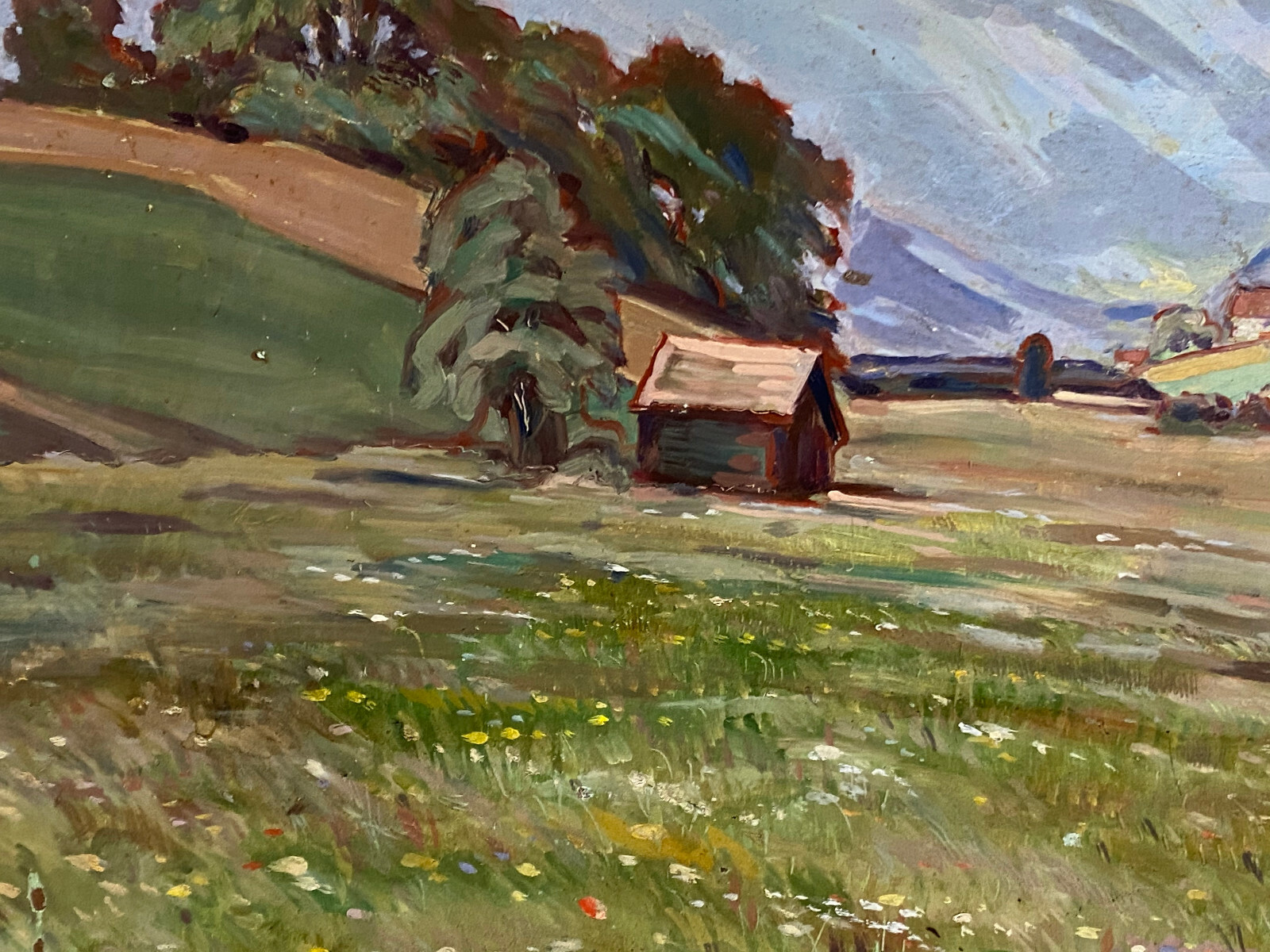 ÖLGEMÄLDE LANDSCHAFT GERAHMT IM NATURHOLZ RAHMEN SIGNIERT RUDL ZUBER 97x82cm – Bild 8