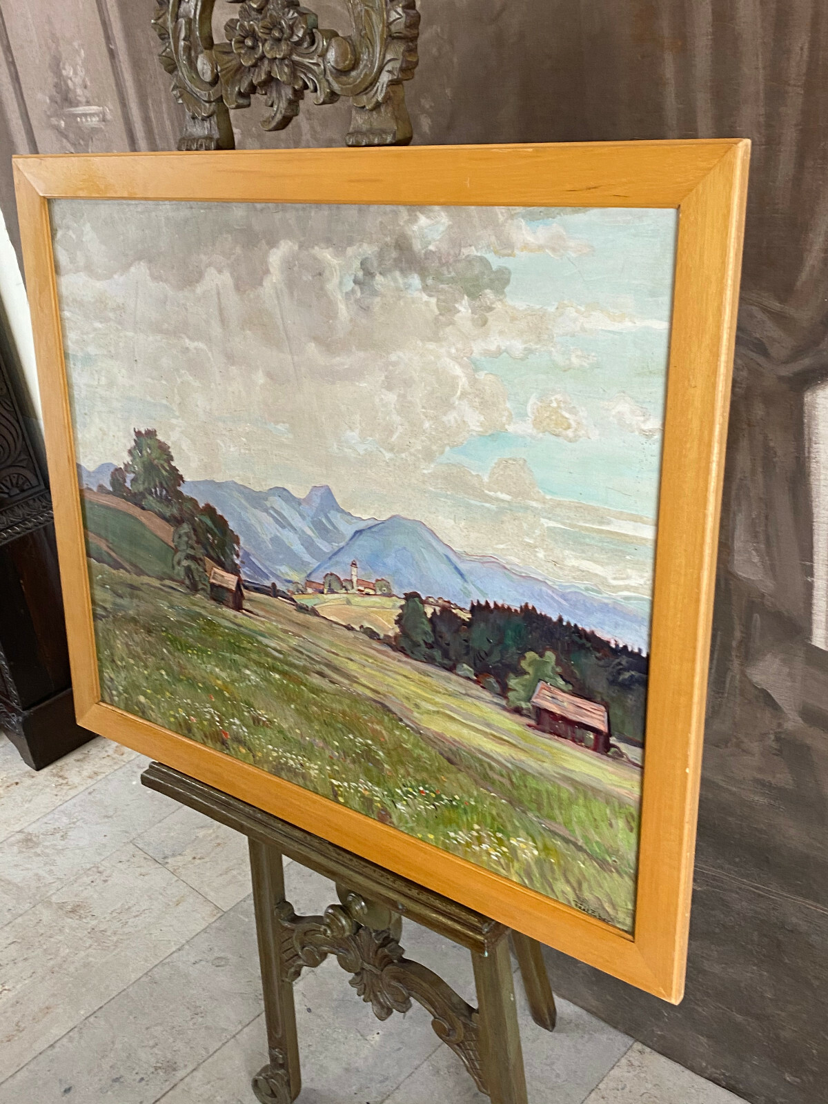 ÖLGEMÄLDE LANDSCHAFT GERAHMT IM NATURHOLZ RAHMEN SIGNIERT RUDL ZUBER 97x82cm – Bild 10