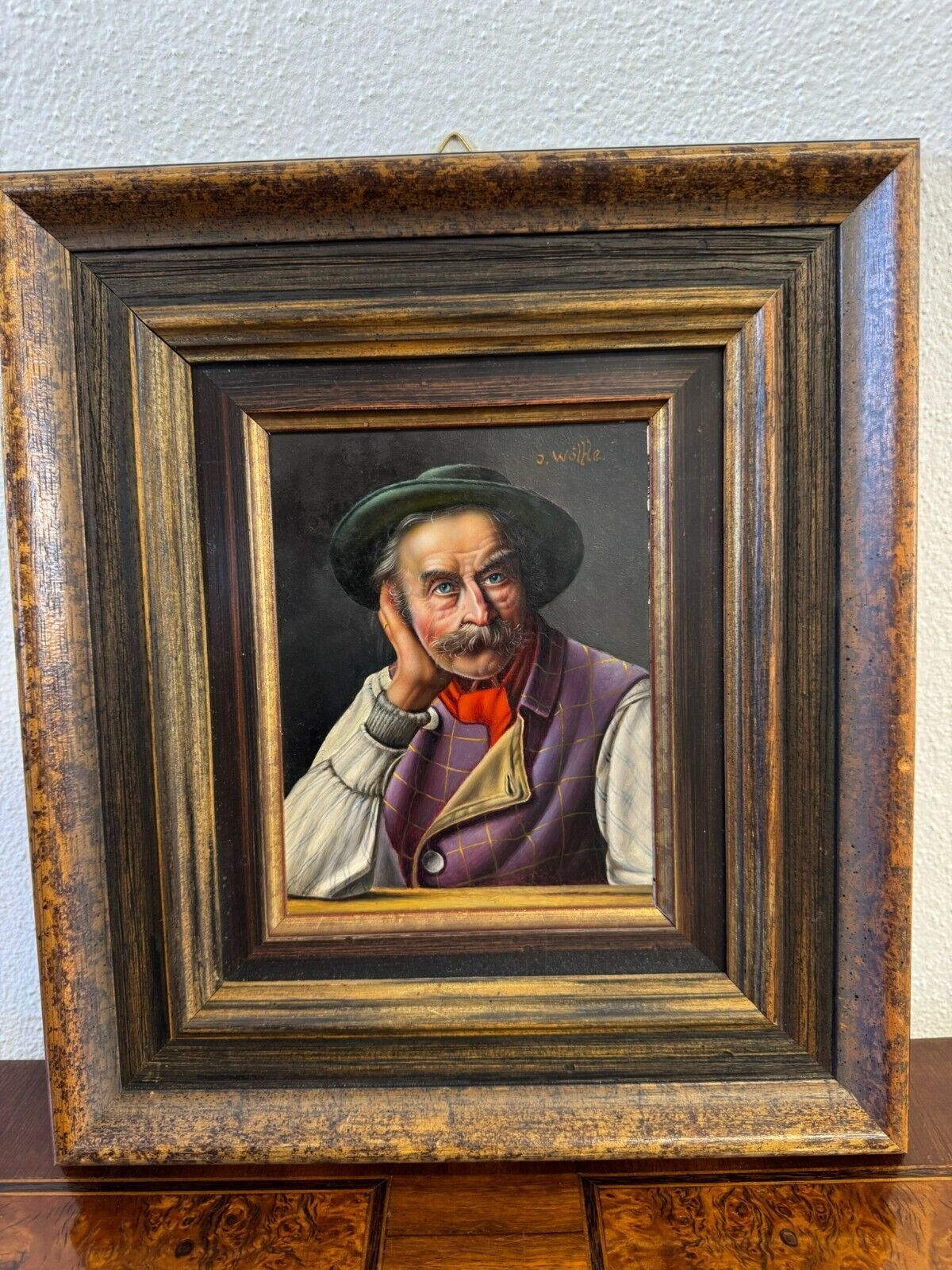 Inge WOLFLE (1928) ÖLGEMÄLDE MANN PORTRAIT TIROLER GEMÄLDE GERAHMT