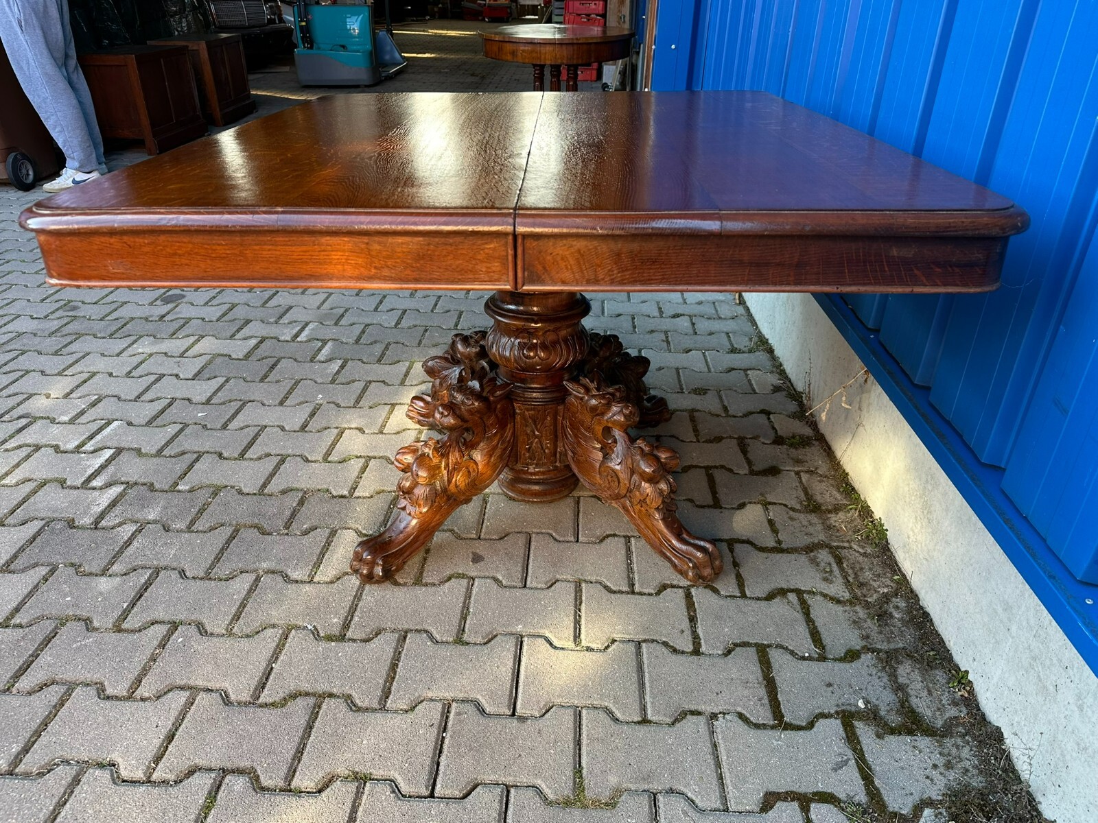 ANTIKER NEO REINASSANCE ESSTISCH UM 1880 EICHE PRUNKFUSS GRÜNDERZEIT – Bild 4