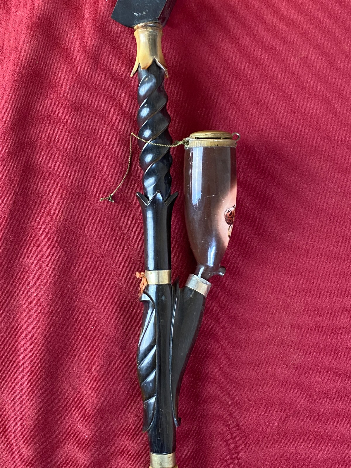 ANTIKE PFEIFE PORZELLAN HANDBEMALT PORZELLANPFEIFE JÄGERPFEIFE 100cm – Bild 11