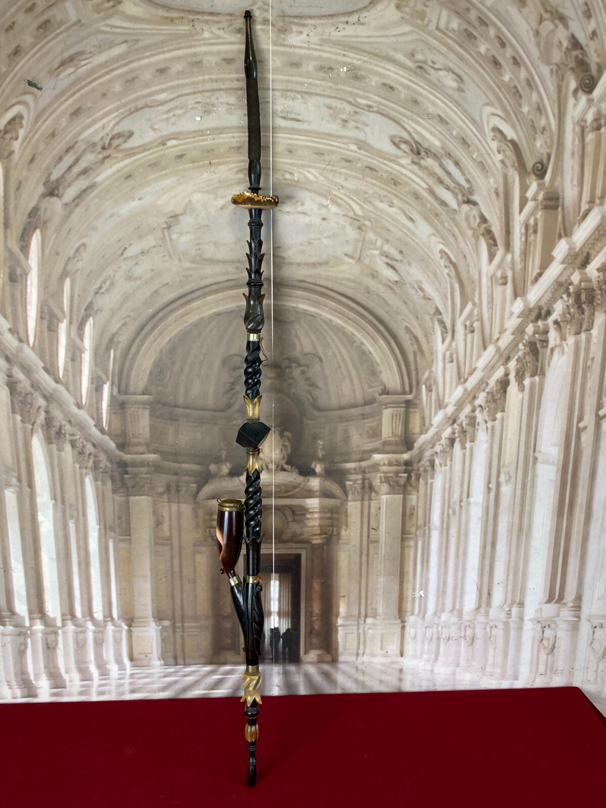 ANTIKE PFEIFE PORZELLAN HANDBEMALT PORZELLANPFEIFE JÄGERPFEIFE 100cm – Bild 3