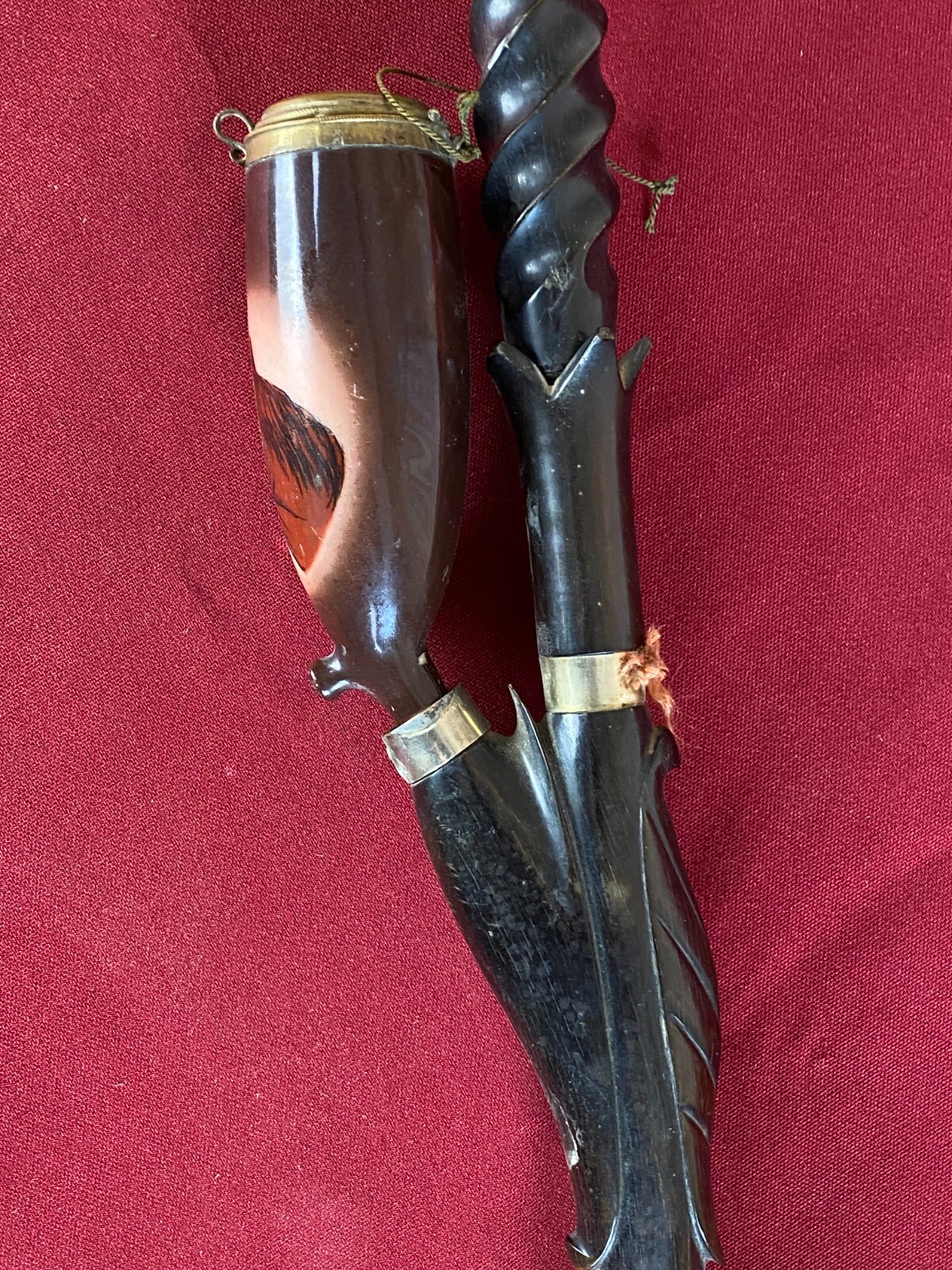 ANTIKE PFEIFE PORZELLAN HANDBEMALT PORZELLANPFEIFE JÄGERPFEIFE 100cm – Bild 5