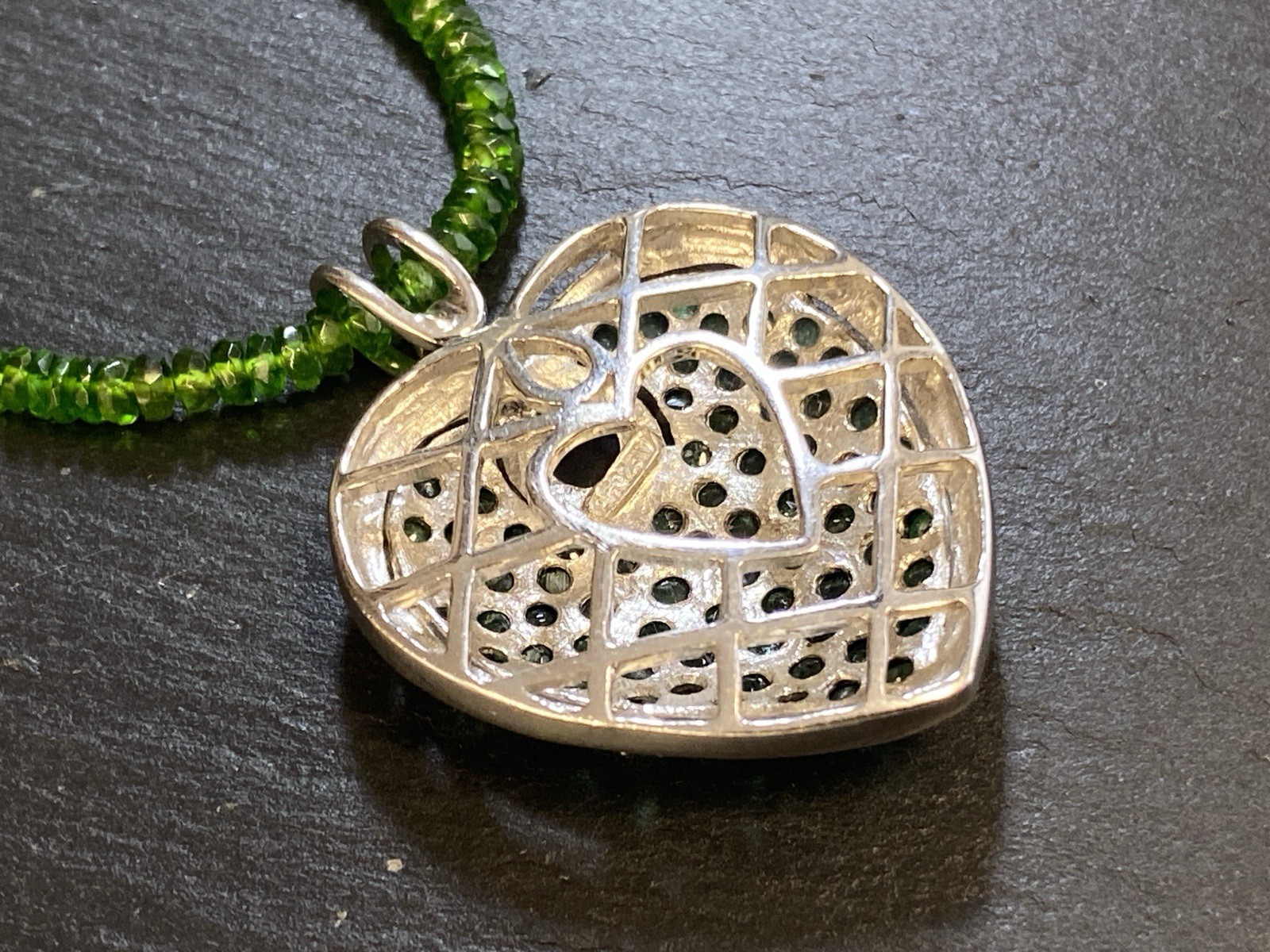 HALSKETTE ANHÄNGER 925 STERLING SILBER VERGOLDET SMARAGD SMARADGE HERZFORM – Bild 11