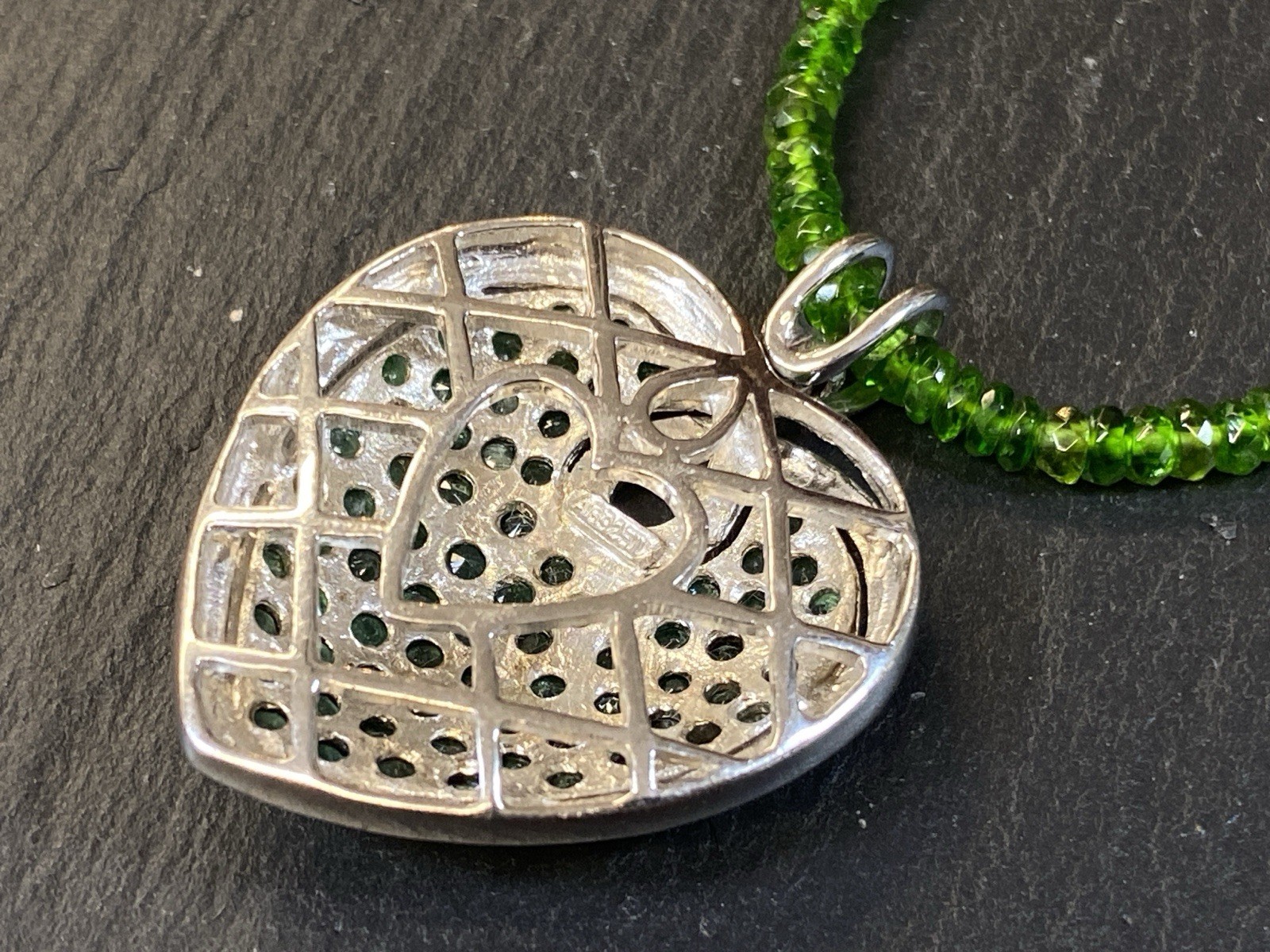 HALSKETTE ANHÄNGER 925 STERLING SILBER VERGOLDET SMARAGD SMARADGE HERZFORM – Bild 12