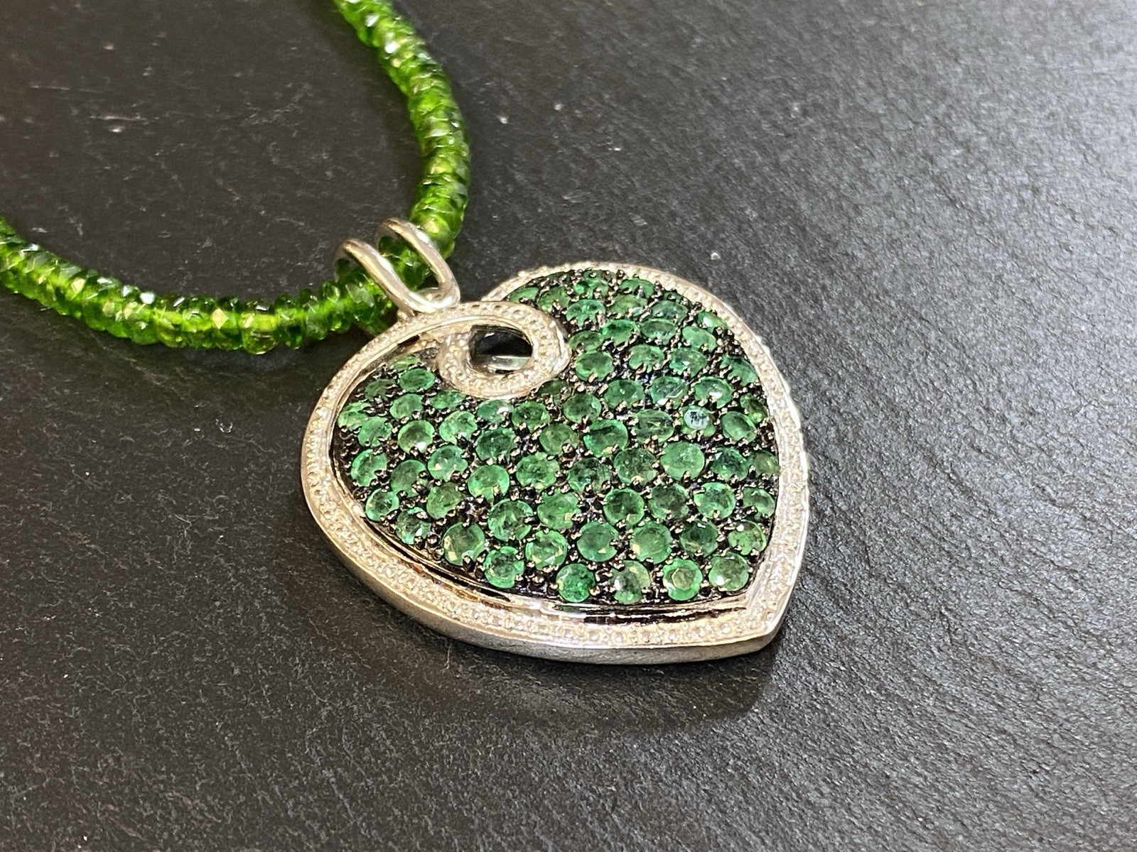 HALSKETTE ANHÄNGER 925 STERLING SILBER VERGOLDET SMARAGD SMARADGE HERZFORM – Bild 4