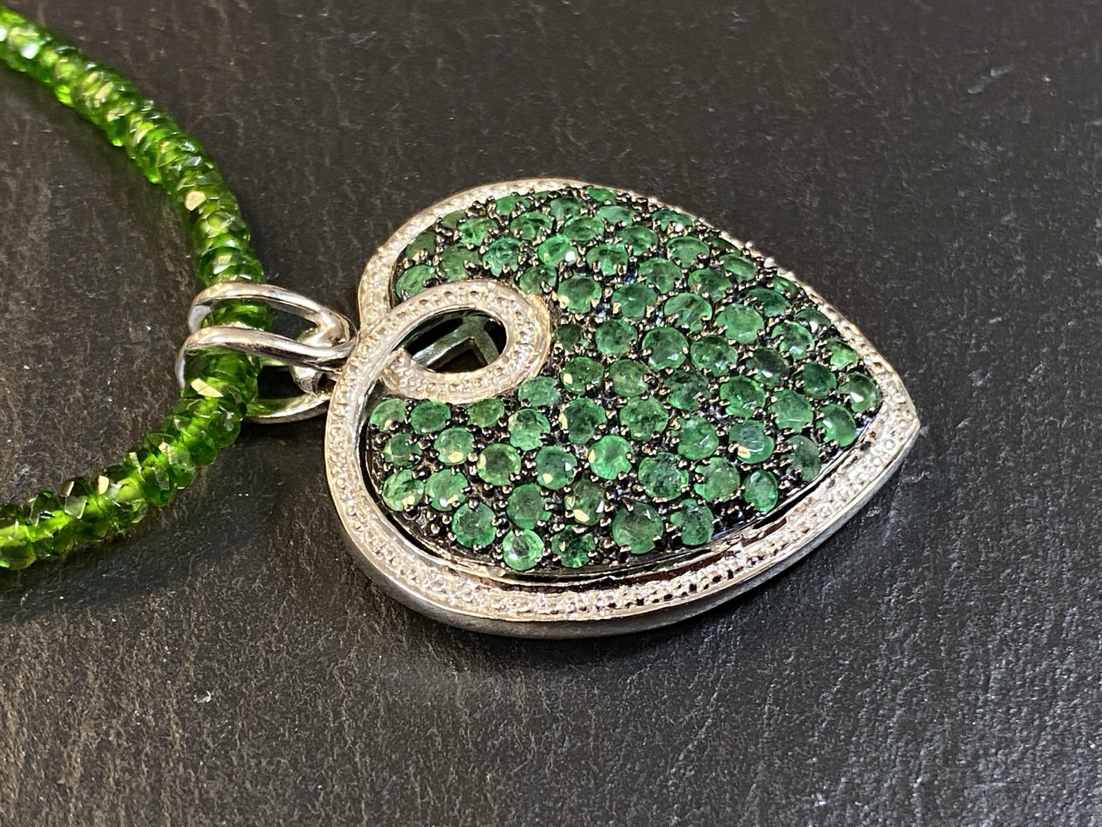 HALSKETTE ANHÄNGER 925 STERLING SILBER VERGOLDET SMARAGD SMARADGE HERZFORM – Bild 10