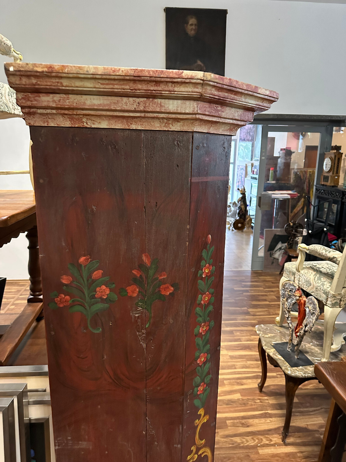 ANTIKER BAUERNSCHRANK KLEIDERSCHRANK 19 TES JHDT HEILIGEN MALEREI – Bild 11