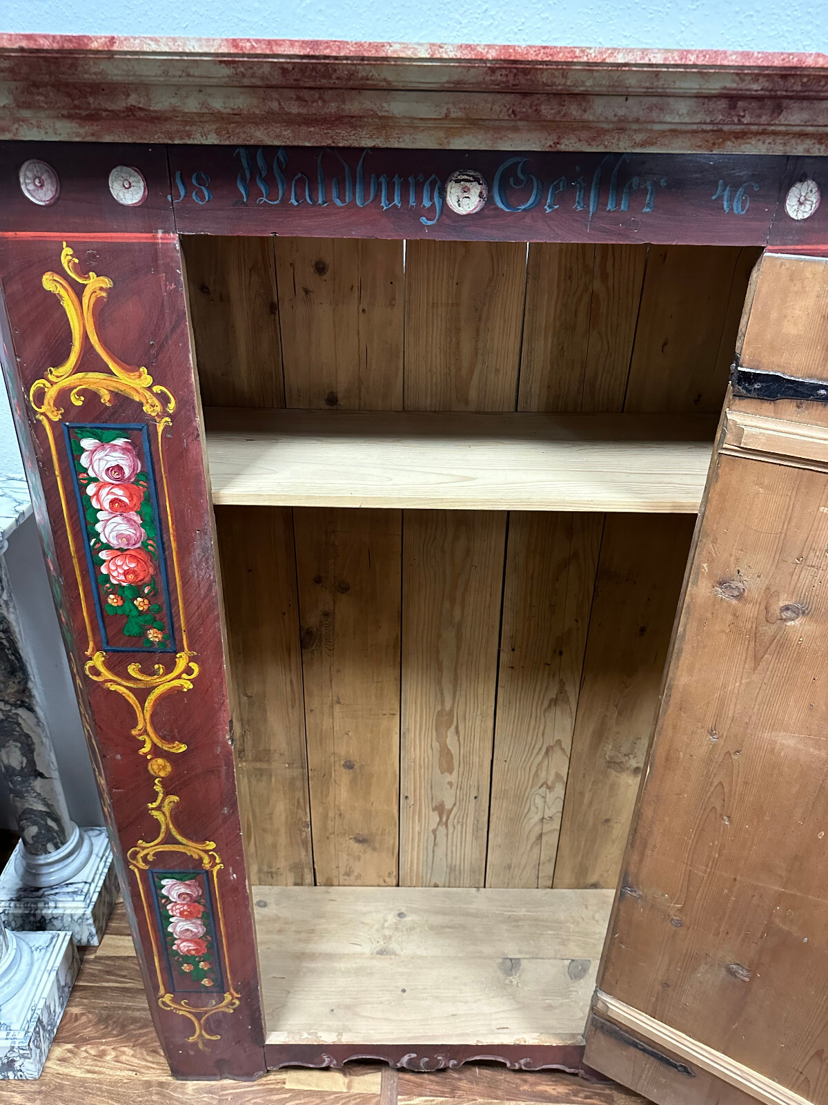 ANTIKER BAUERNSCHRANK KLEIDERSCHRANK 19 TES JHDT HEILIGEN MALEREI – Bild 21