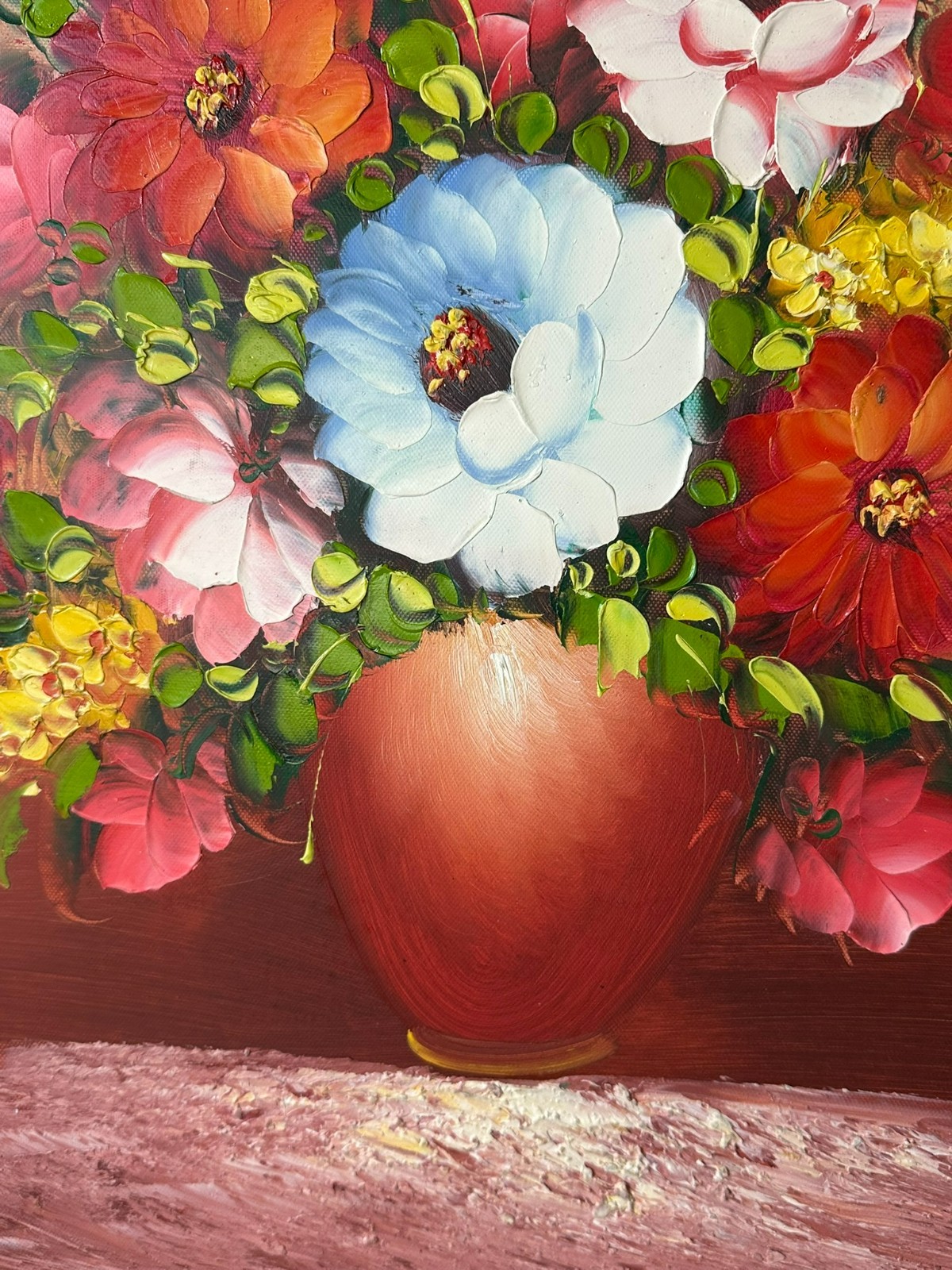 ÖLGEMÄLDE AUF LEINWAND GEMÄLDE BLUMEN STILLLEBEN RAHMEN SIGNIERT – Bild 6