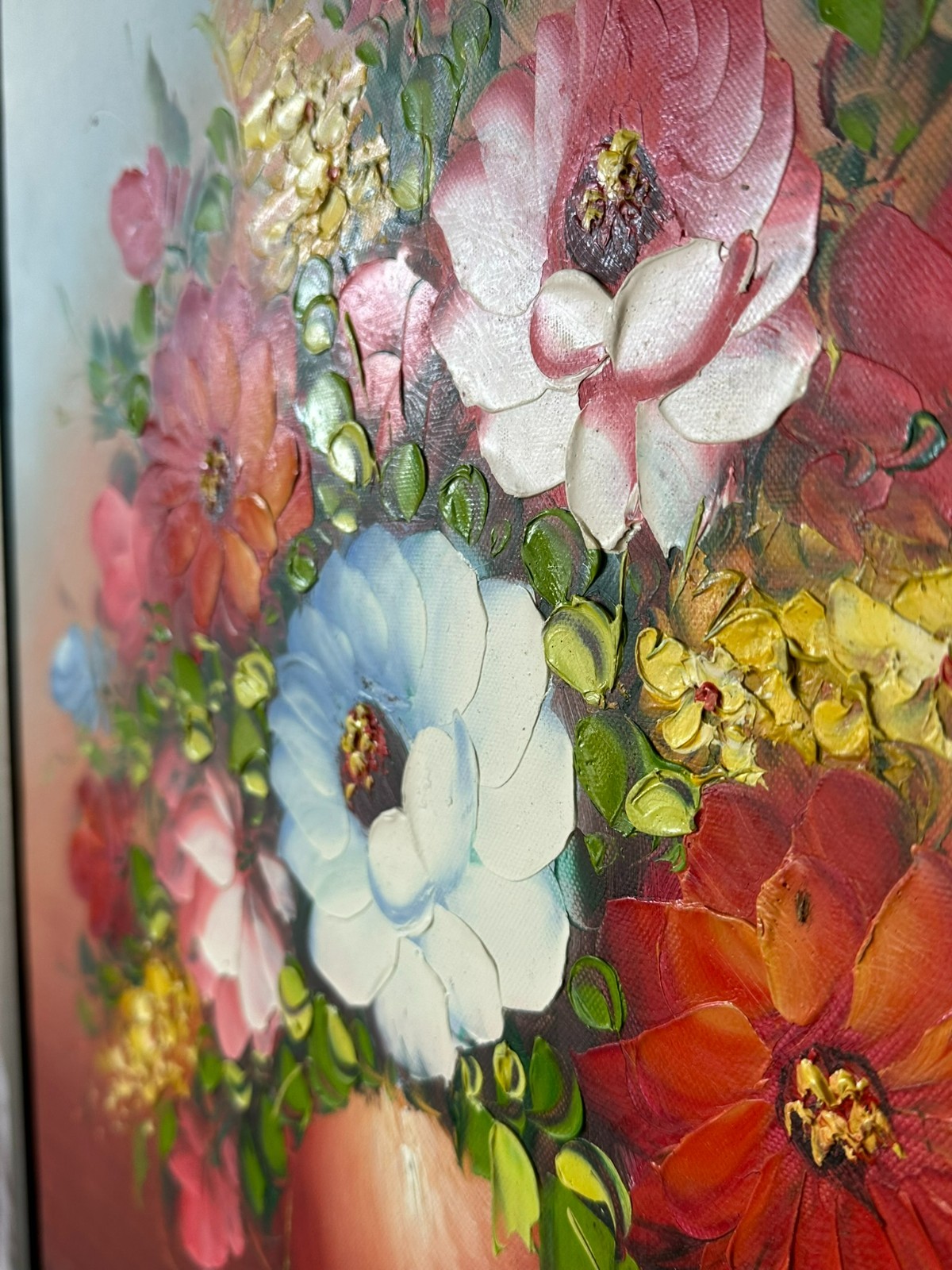 ÖLGEMÄLDE AUF LEINWAND GEMÄLDE BLUMEN STILLLEBEN RAHMEN SIGNIERT – Bild 8