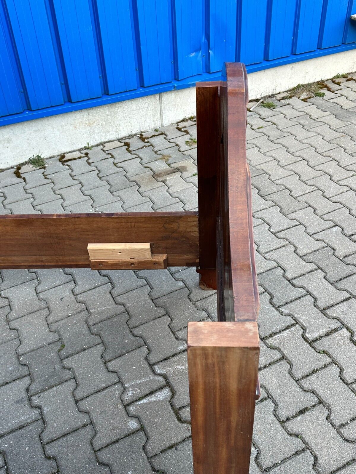 ANTIKES BETTGESTELL FRÜH BIEDERMEIER UM 1820 MAHAGONI FURNIER – Bild 4