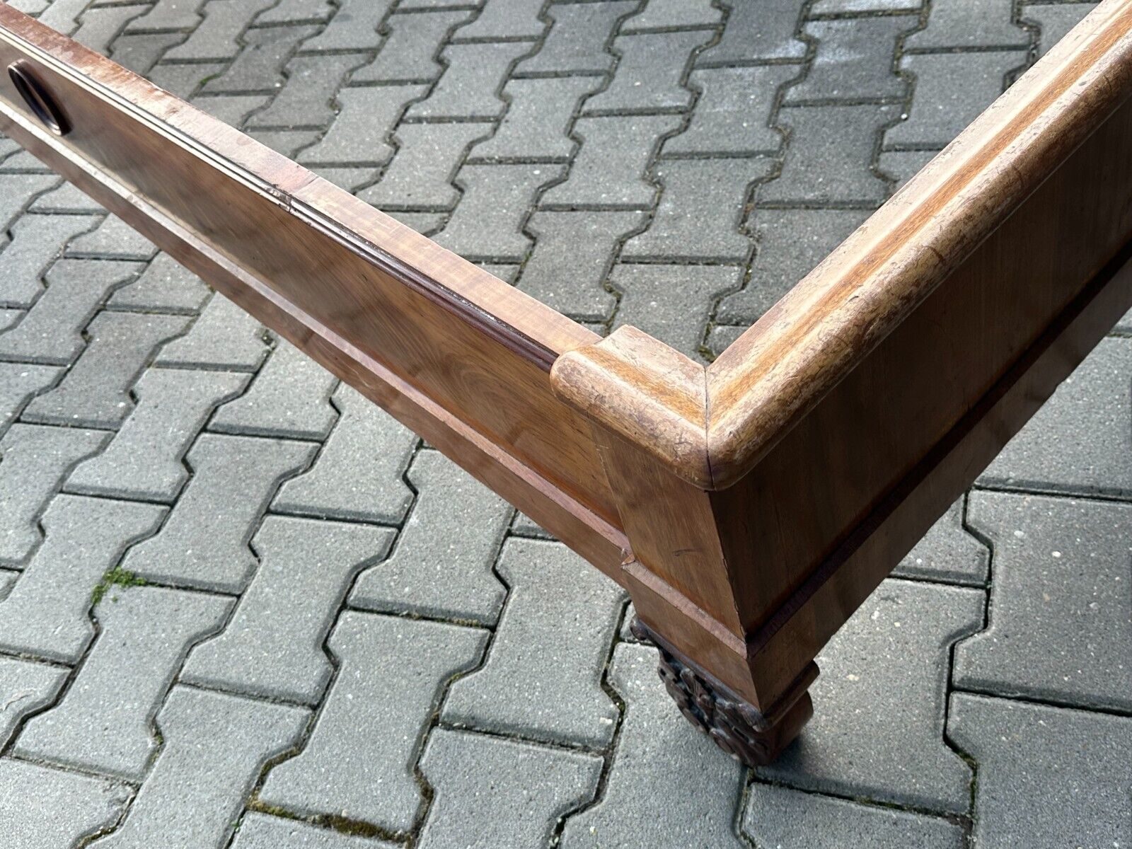 ANTIKES BETTGESTELL FRÜH BIEDERMEIER UM 1820 MAHAGONI FURNIER – Bild 9