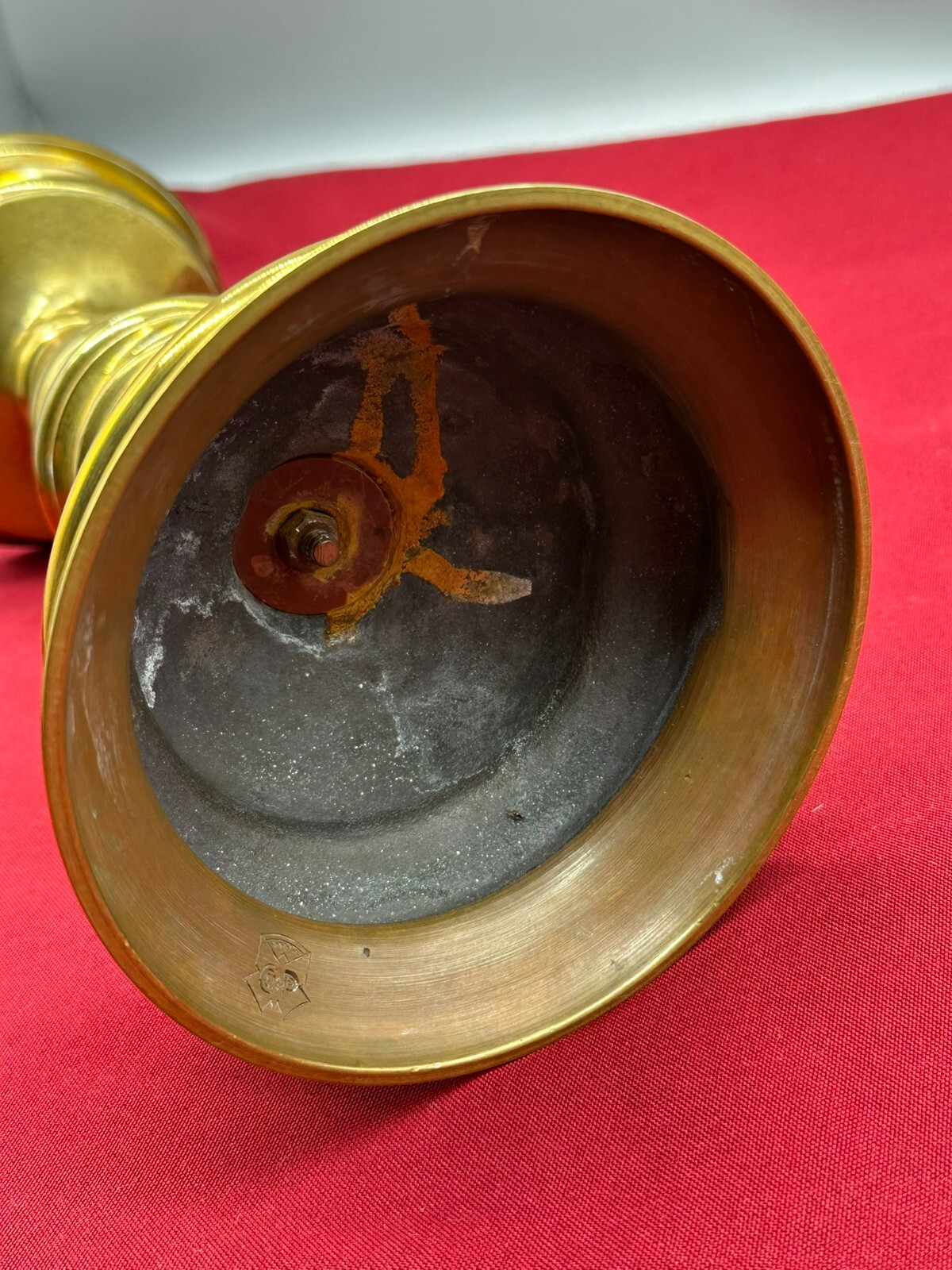 NEO GOTISCHER LEUCHTER GLOCKENLEUCHTER UM 1860 MESSING MASSIV 30cm – Bild 8