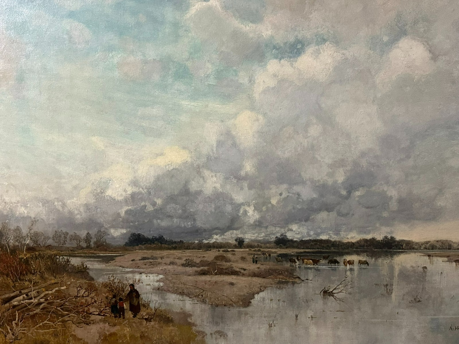 GROSSES ÖLGEMÄLDE ISAR IN MÜNCHEN LANDSCHAFT Karl HEFFNER (1849-1925)
