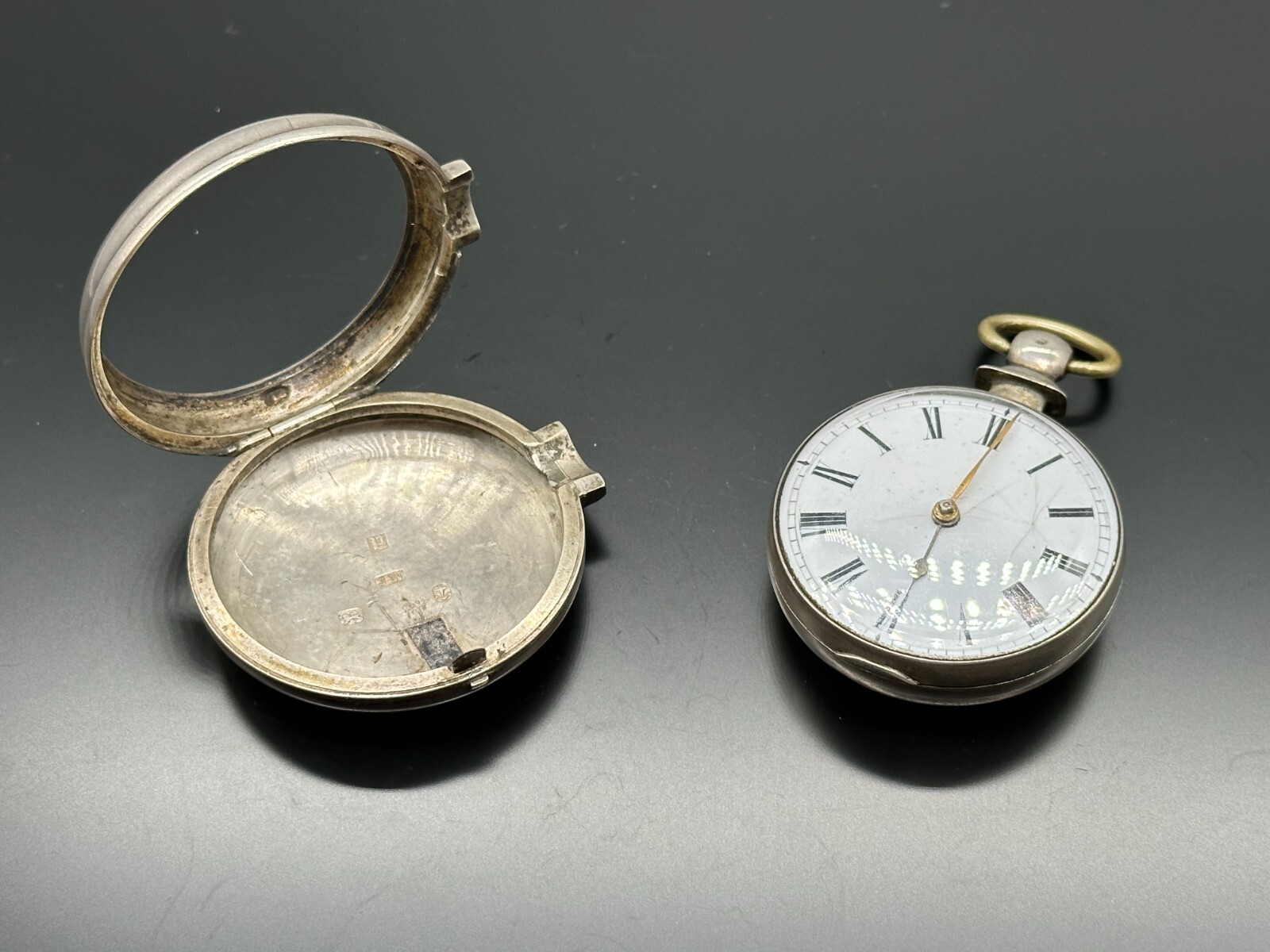 ANTIKE TASCHENUHR ENGLAND STERLING SILBER DEFEKT KETTE LOSE RICHARD WILLIAMS – Bild 7