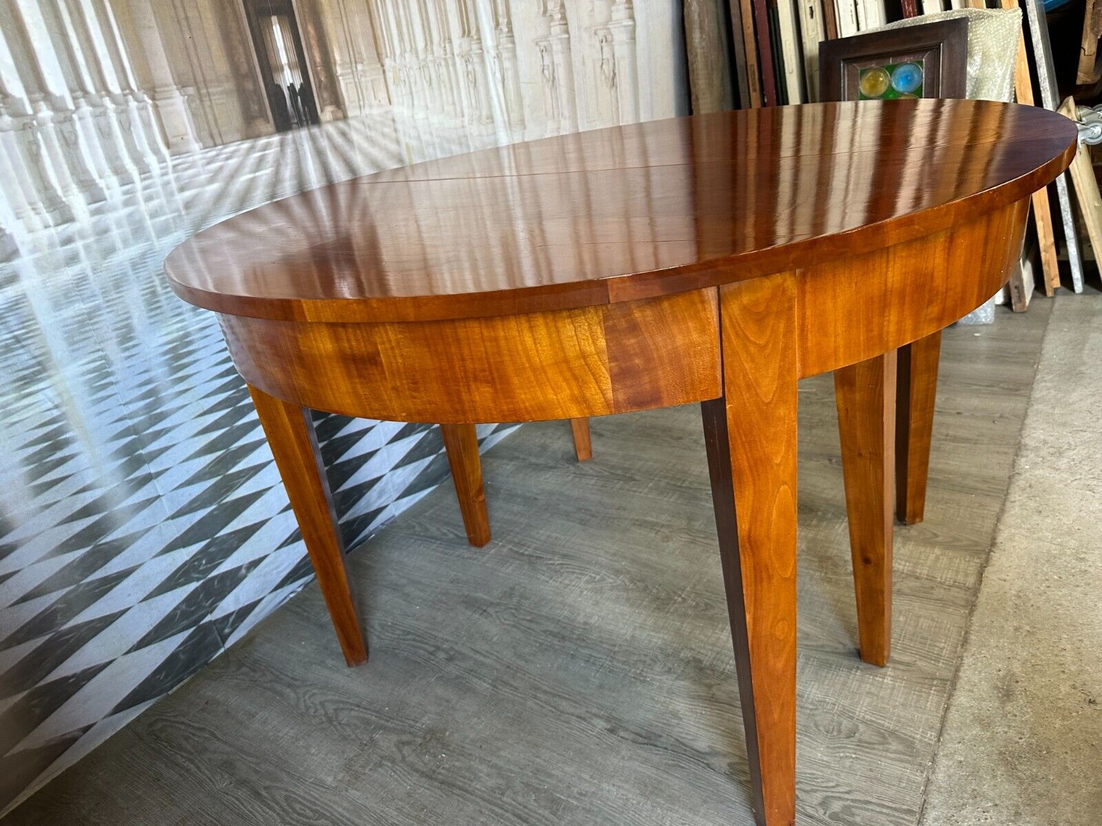 GROSSER VINTAGE ESSTISCH TISCH KIRSCHBAUM FURNIERT – Bild 4