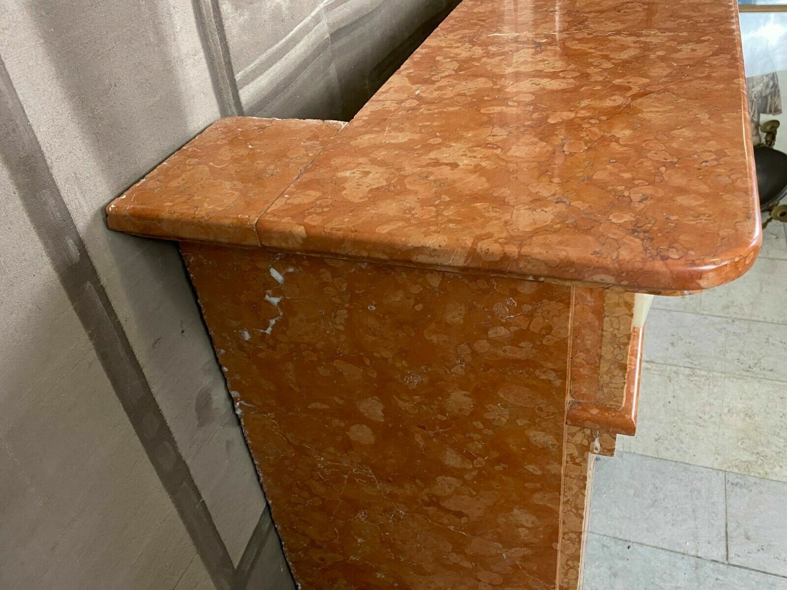 ANTIKE KAMINUMRANDUNG MARMOR KAMIN UM 1890 JUGENDSTIL ROSSO VERONA – Bild 11