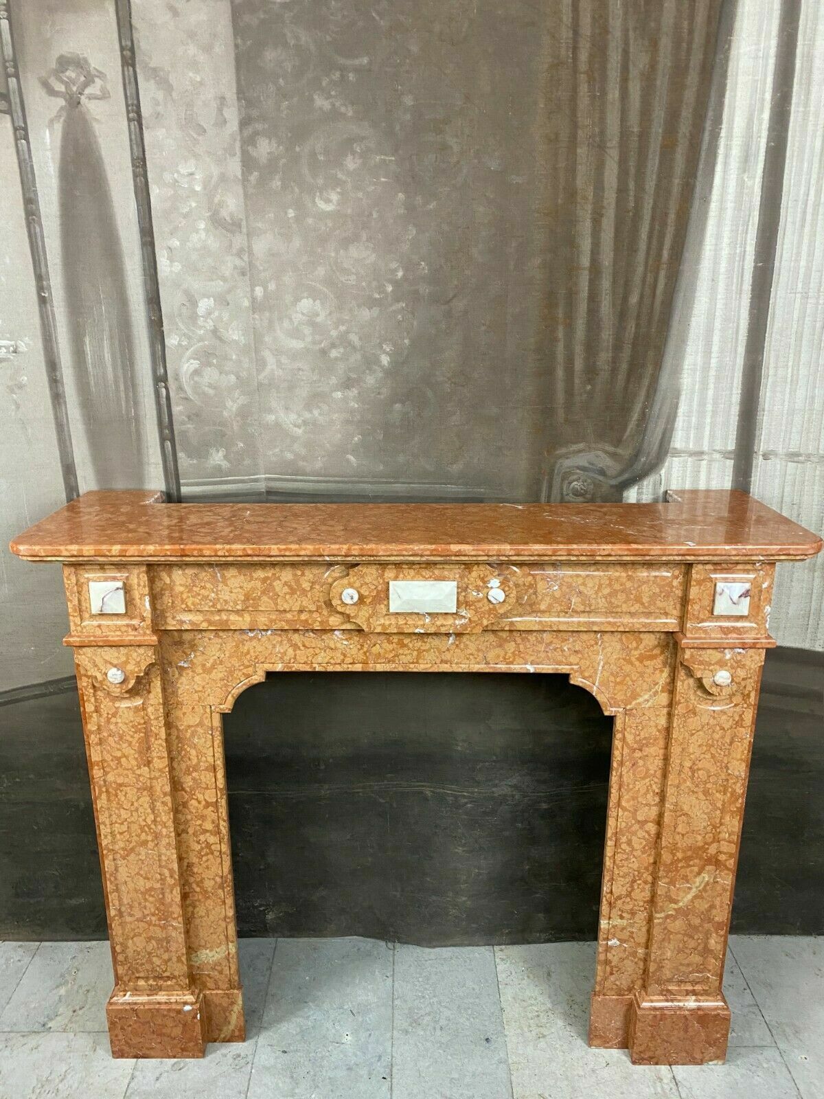 ANTIKE KAMINUMRANDUNG MARMOR KAMIN UM 1890 JUGENDSTIL ROSSO VERONA – Bild 3