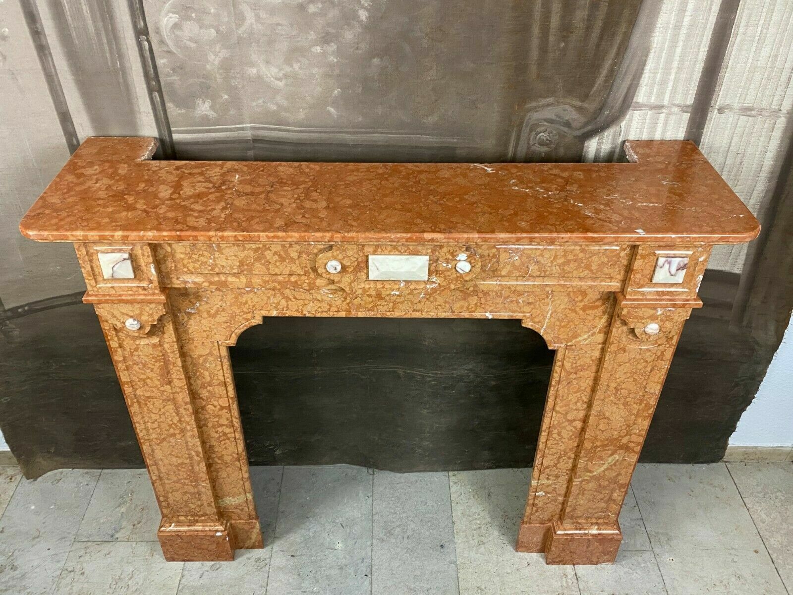 ANTIKE KAMINUMRANDUNG MARMOR KAMIN UM 1890 JUGENDSTIL ROSSO VERONA – Bild 4