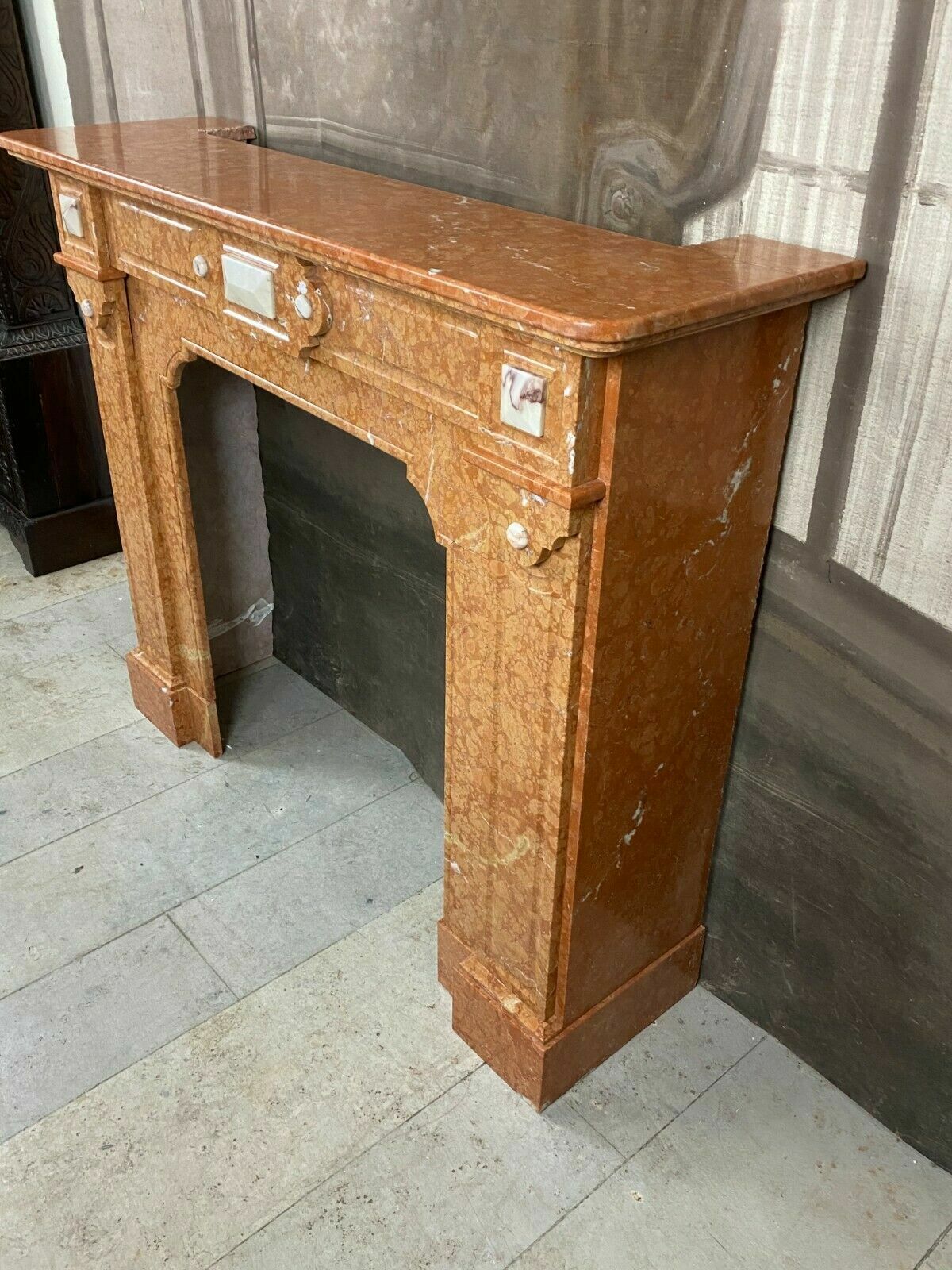 ANTIKE KAMINUMRANDUNG MARMOR KAMIN UM 1890 JUGENDSTIL ROSSO VERONA – Bild 5