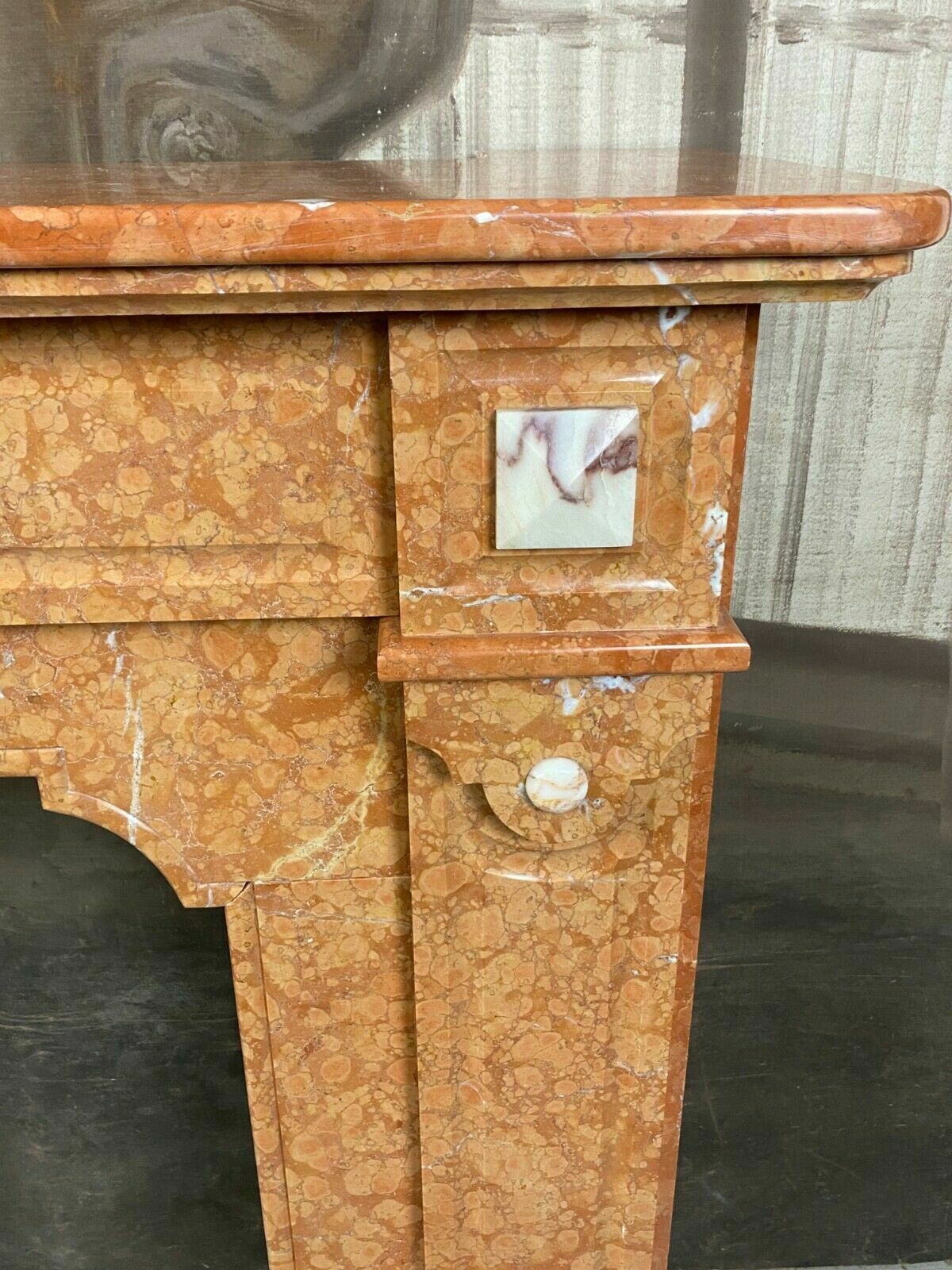 ANTIKE KAMINUMRANDUNG MARMOR KAMIN UM 1890 JUGENDSTIL ROSSO VERONA – Bild 7