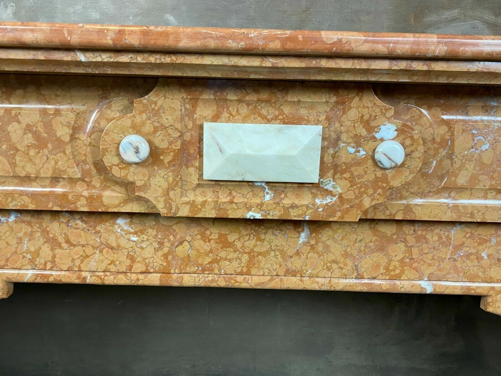 ANTIKE KAMINUMRANDUNG MARMOR KAMIN UM 1890 JUGENDSTIL ROSSO VERONA – Bild 8