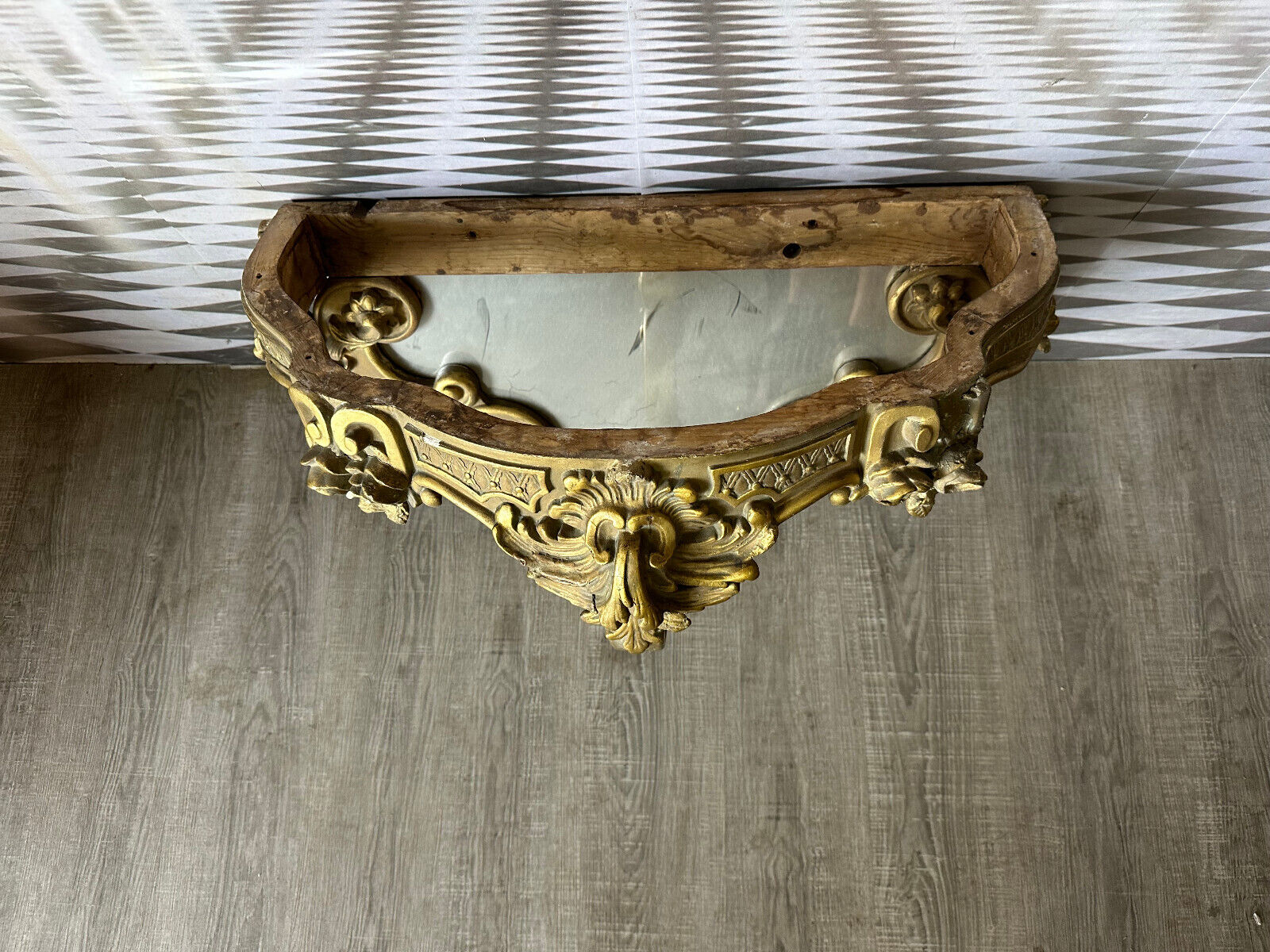 ANTIKE WANDKONSOLE NEO BAROCK UM 1880 OHNE MARMORPLATTE RESTAURATIONSOBJEKT – Bild 3