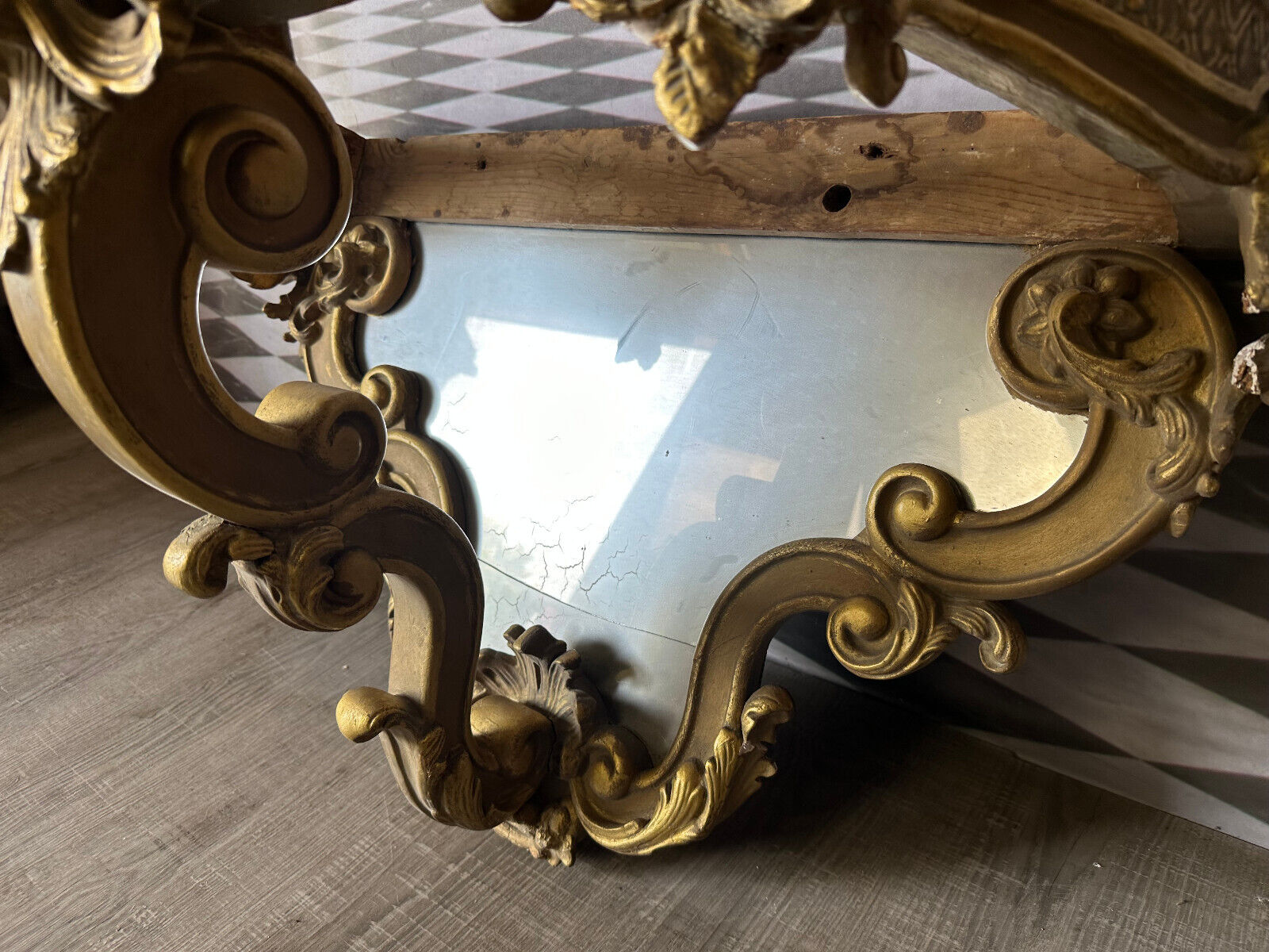 ANTIKE WANDKONSOLE NEO BAROCK UM 1880 OHNE MARMORPLATTE RESTAURATIONSOBJEKT – Bild 4
