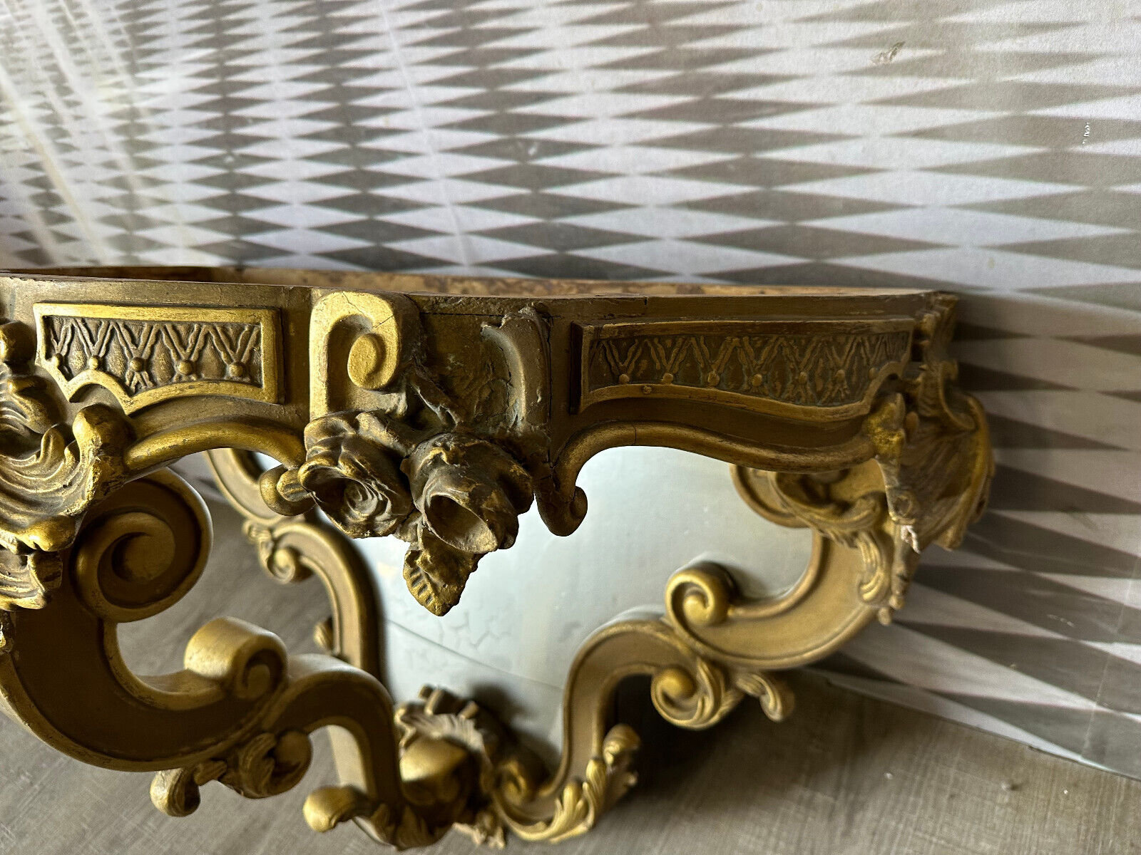 ANTIKE WANDKONSOLE NEO BAROCK UM 1880 OHNE MARMORPLATTE RESTAURATIONSOBJEKT – Bild 5