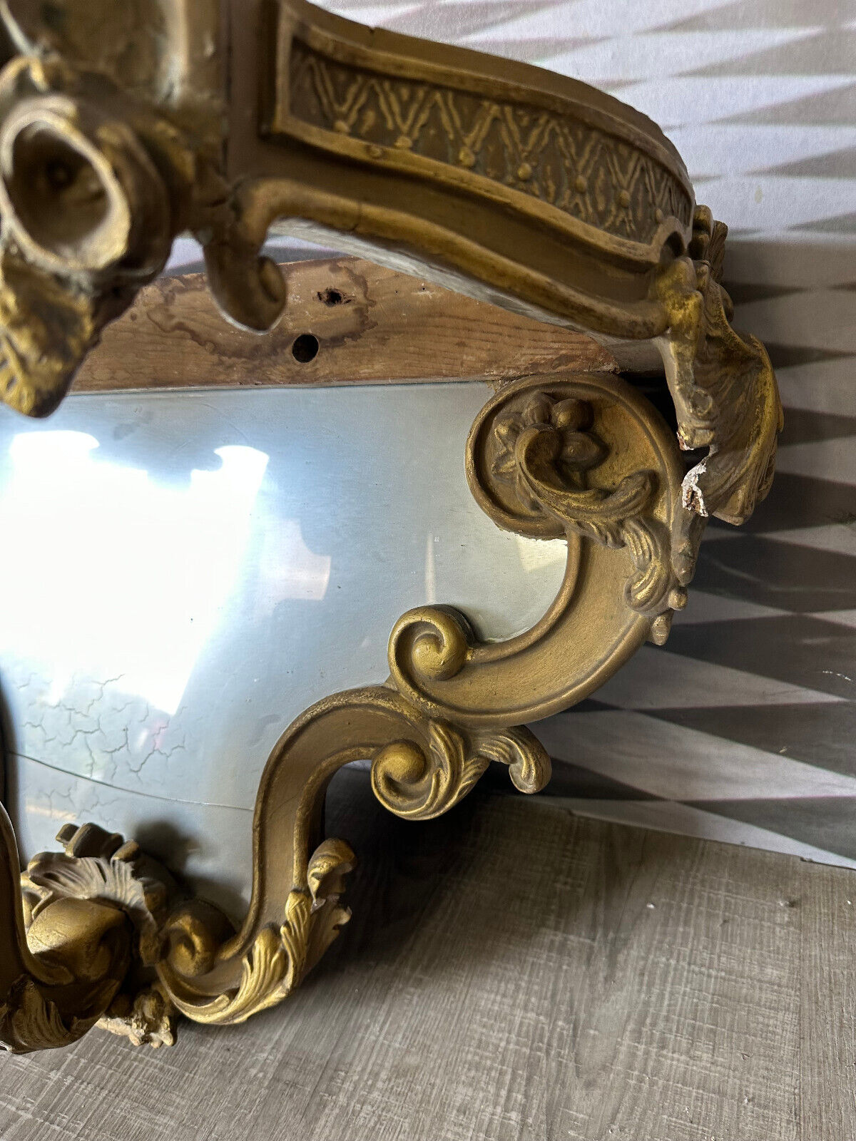 ANTIKE WANDKONSOLE NEO BAROCK UM 1880 OHNE MARMORPLATTE RESTAURATIONSOBJEKT – Bild 6