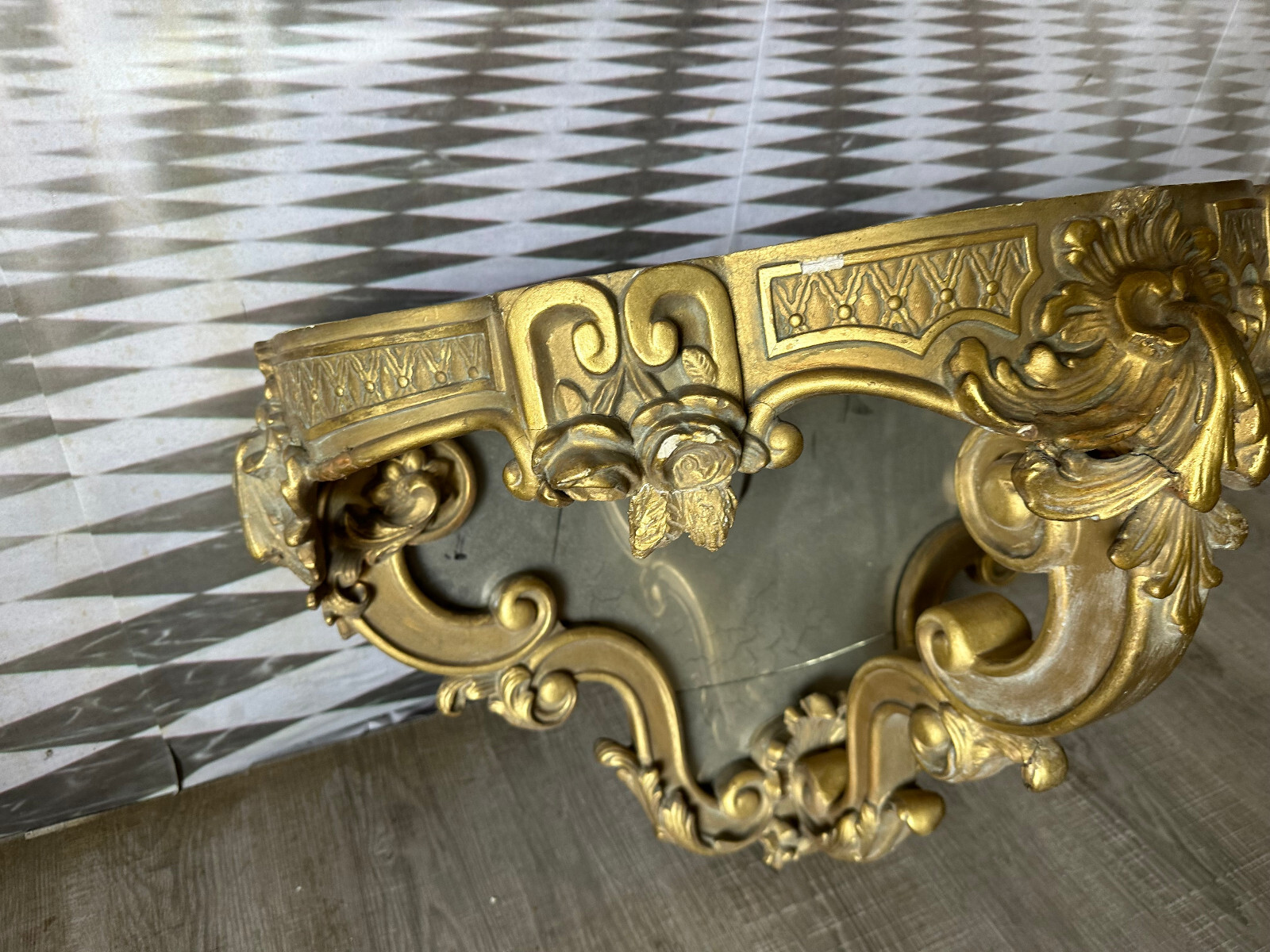 ANTIKE WANDKONSOLE NEO BAROCK UM 1880 OHNE MARMORPLATTE RESTAURATIONSOBJEKT – Bild 8