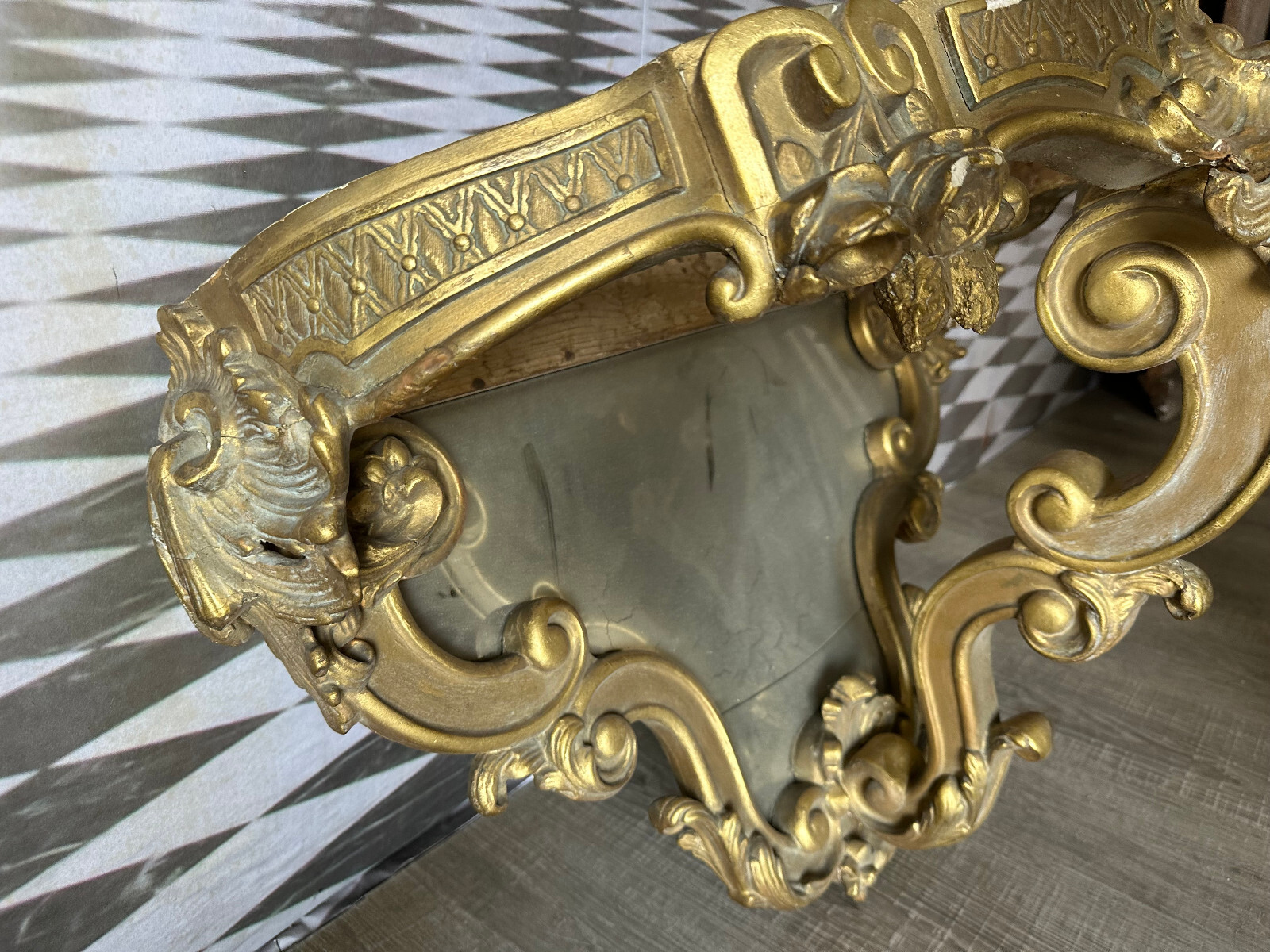 ANTIKE WANDKONSOLE NEO BAROCK UM 1880 OHNE MARMORPLATTE RESTAURATIONSOBJEKT – Bild 9