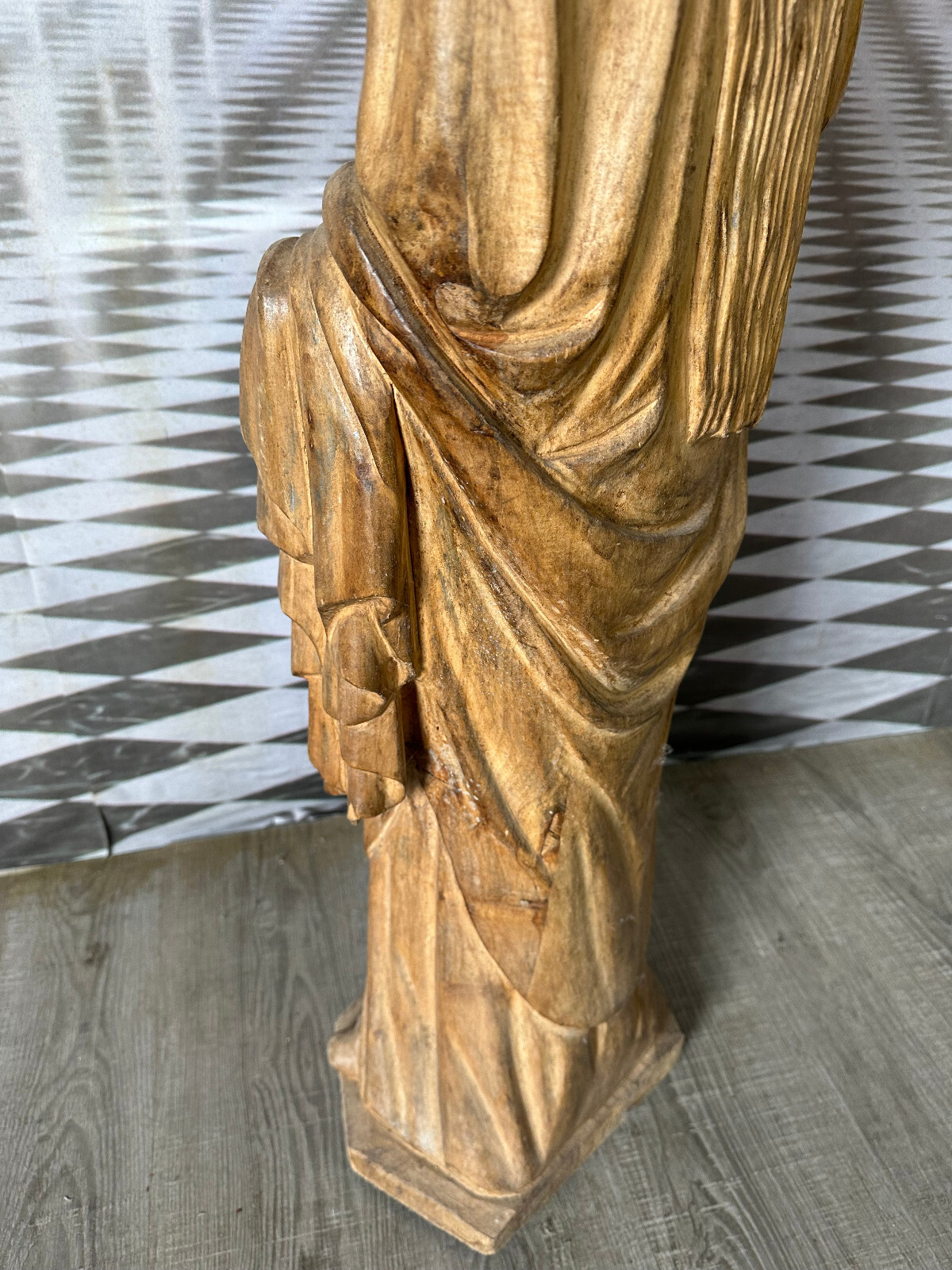 NEO GOTIK MADONNA MIT DEM JESUSKIND EICHE MASSIV HANDGESCHNITZT 112cm – Bild 11