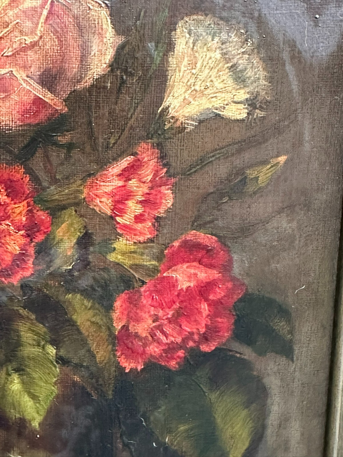 ANTIKES ÖLGEMÖLDE VON 1902 BLUMEN STILLLEBEN SIGNIERT STAHL – Bild 8