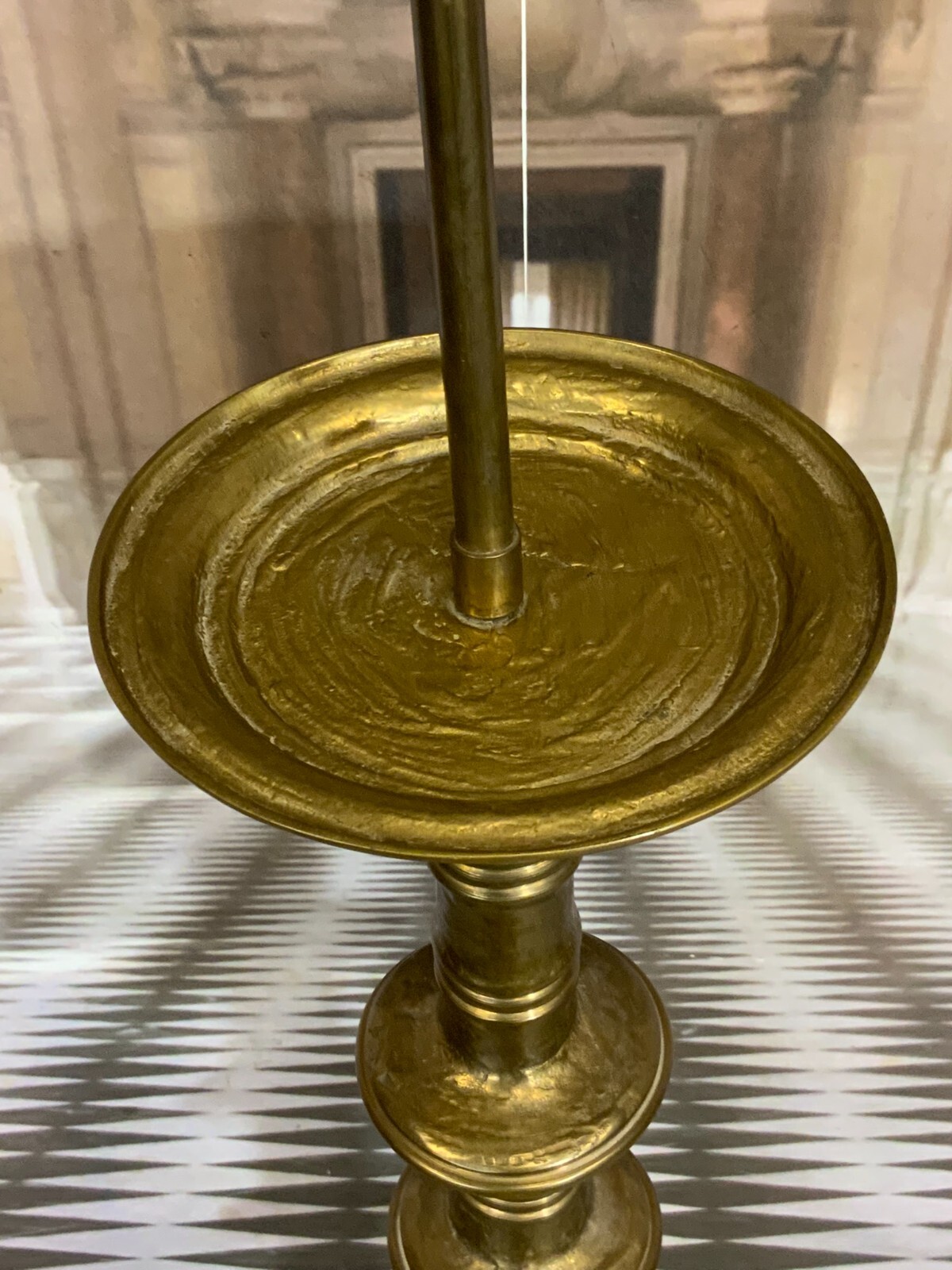 VINTAGE STEHLAMPE AUS MESSINGGUSS MASSIV MAXIMALE HÖHE 172cm – Bild 4