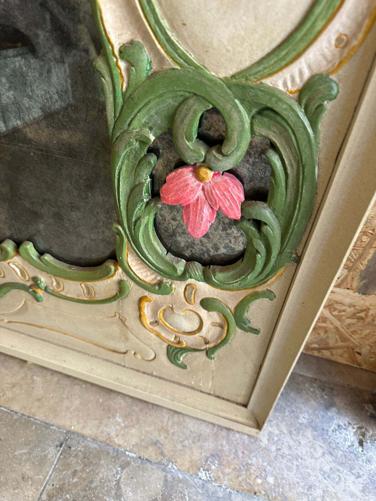 GROSSER VINTAGE LANDHAUS WANDSPIEGEL SPIEGEL HOLZ HANDBEMALT – Bild 5