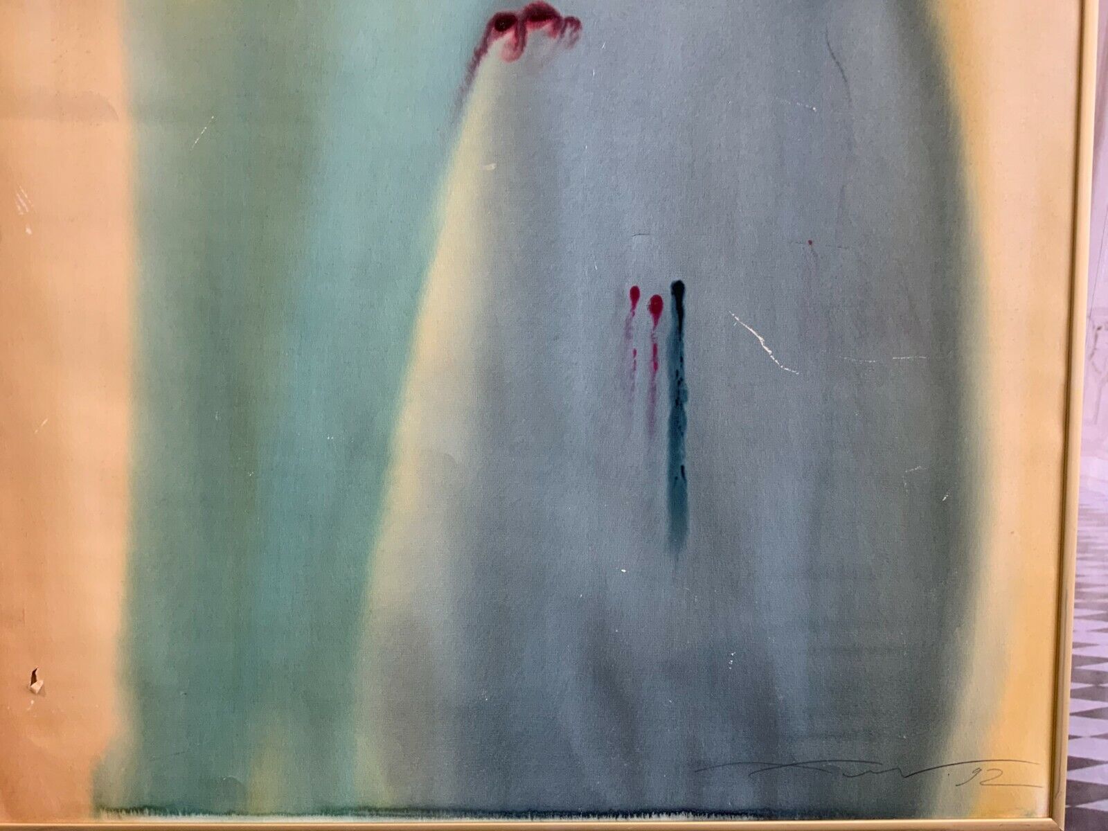 AQUARELL ABSTRAKTE KOMPOSITION GEMÄLDE VON Anatoli KMARA GROSSFORMAT 71x101cm – Bild 7