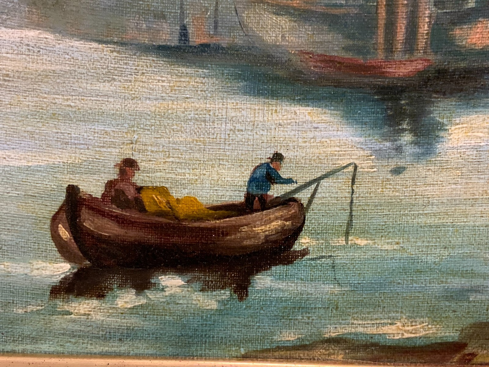 ANTIKES ÖLGEMÄLDE AUF LEINWAND FISCHER AM HAFEN – Bild 6