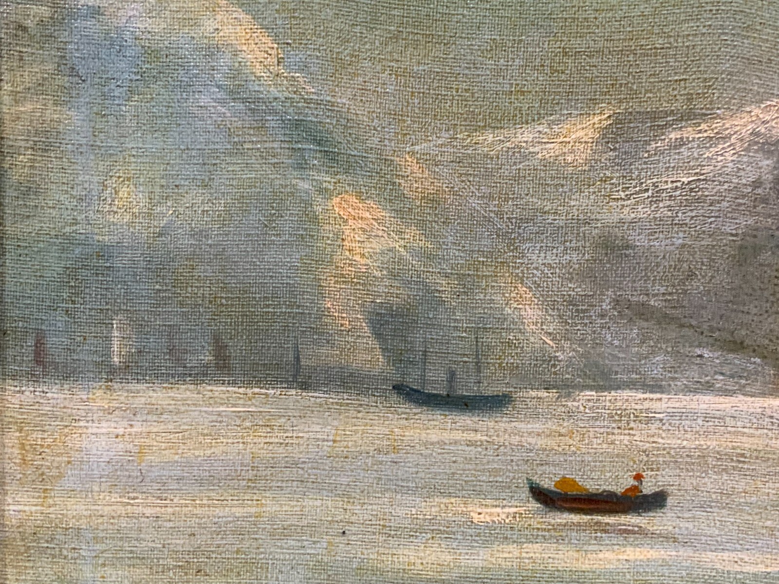 ANTIKES ÖLGEMÄLDE AUF LEINWAND FISCHER AM HAFEN – Bild 7