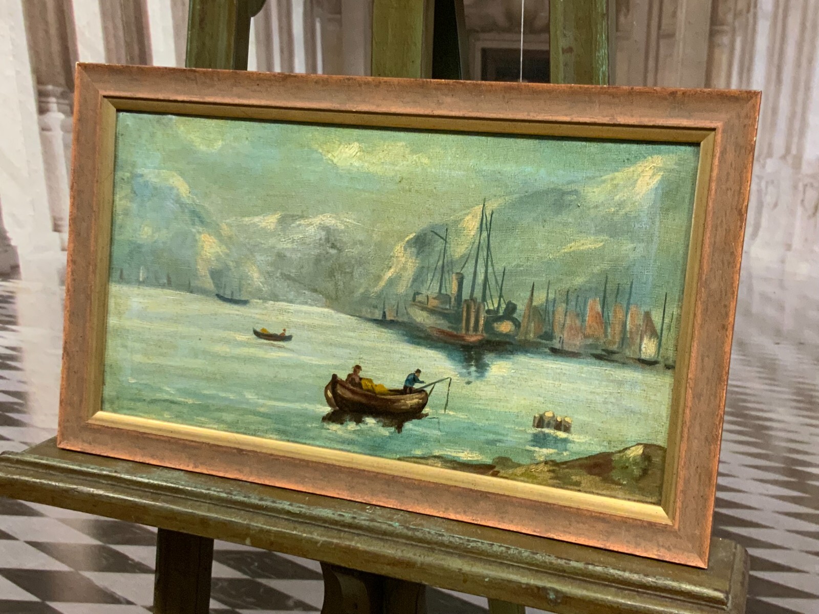 ANTIKES ÖLGEMÄLDE AUF LEINWAND FISCHER AM HAFEN – Bild 9