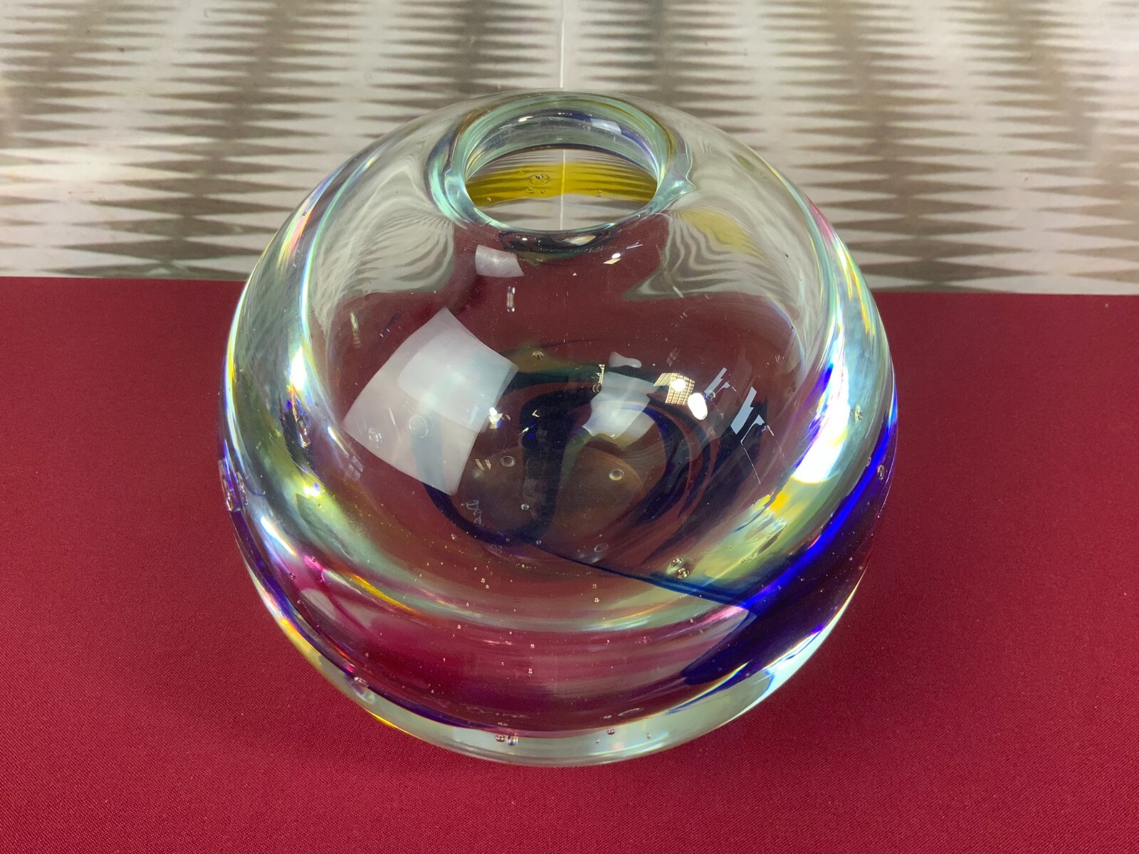 MASSIVE VASE KUGELVASE GLAS HANDGEARBEITET 7,1kg 19cm HOCH PRINC GLASS – Bild 3