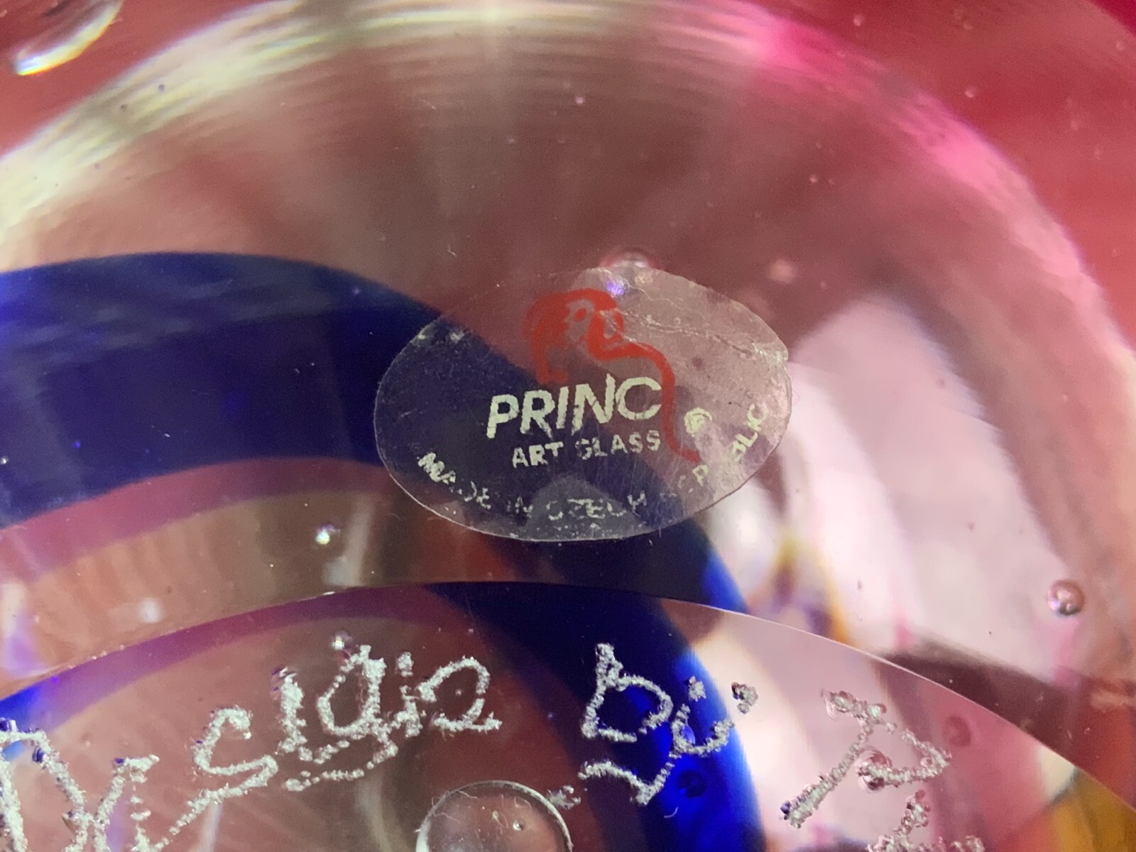 MASSIVE VASE KUGELVASE GLAS HANDGEARBEITET 7,1kg 19cm HOCH PRINC GLASS – Bild 8