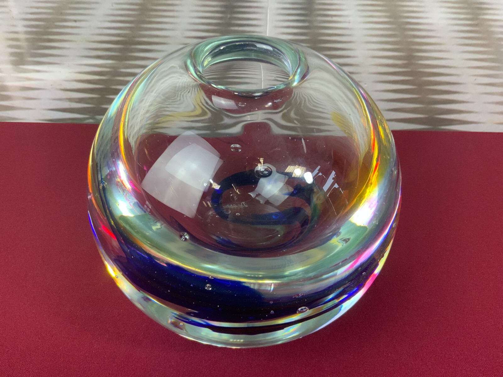 MASSIVE VASE KUGELVASE GLAS HANDGEARBEITET 7,1kg 19cm HOCH PRINC GLASS