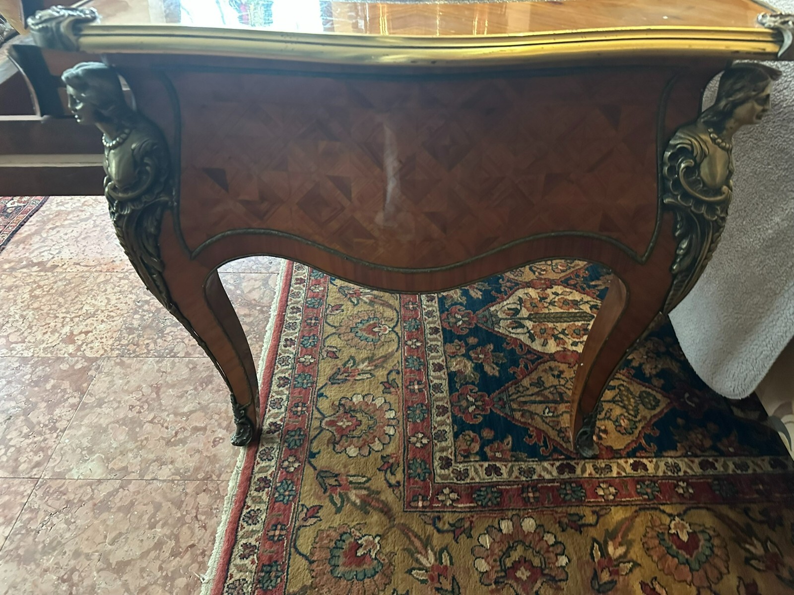 GROSSER BAROCK LOUIS XV SCHREIBTISCH PALISANDER MASSIVE MESSING FIGUREN 20 TES – Bild 14